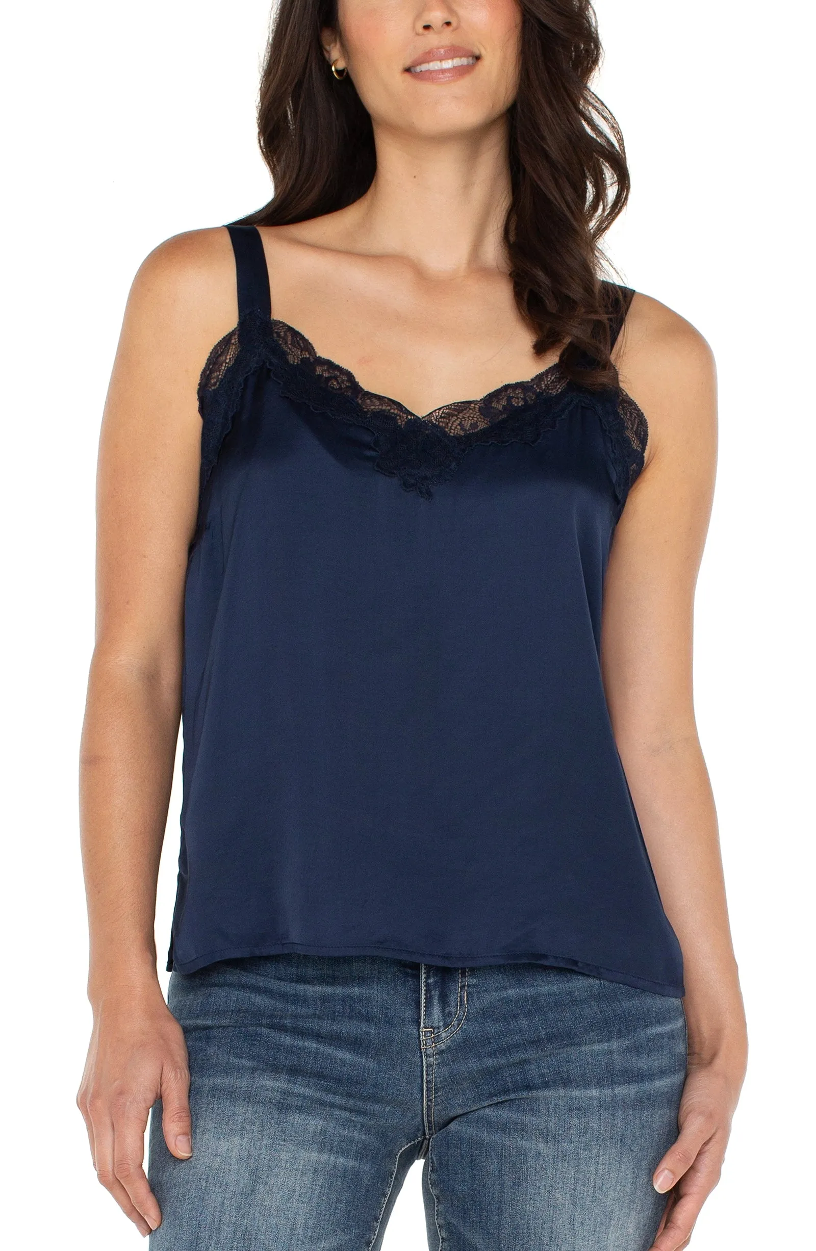 WOVEN TANK W/ LACE TRIM sold by Liverpool Jeans Company