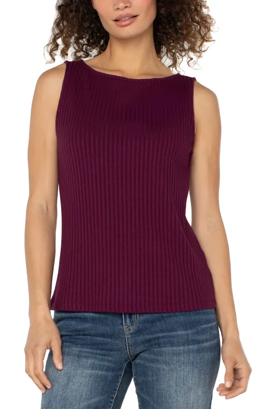 SLEEVELESS BOAT NECK RIB KNIT TOP sold by Liverpool Jeans Company