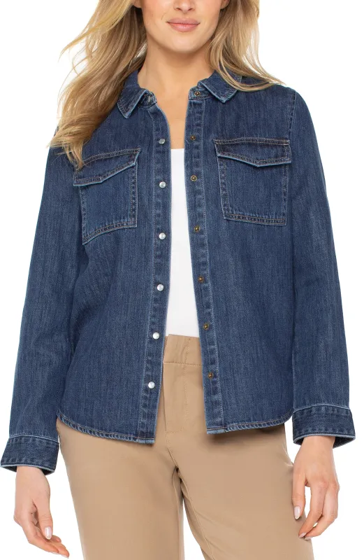 BUTTON DOWN SHIRT WITH POCKETS sold by Liverpool Jeans Company