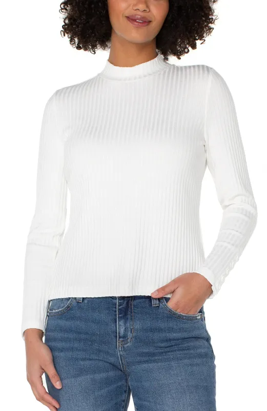 LONG SLEEVE MOCK NECK KNIT TOP W/ BUTTON DETAIL sold by Liverpool Jeans Company