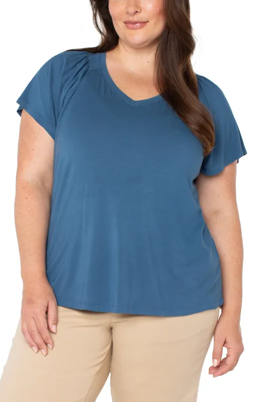 FLUTTER SLEEVE KNIT TOP sold by Liverpool Jeans Company