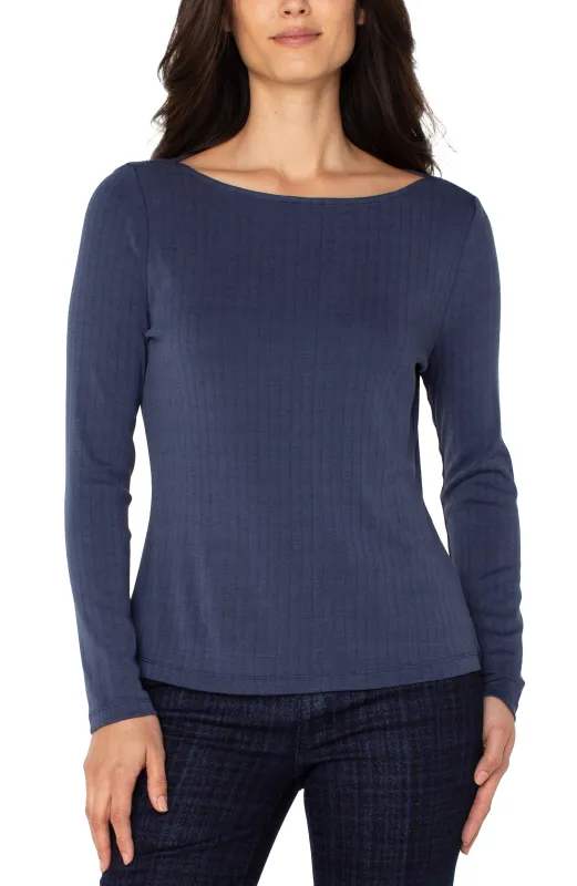 LONG SLEEVE BOAT KNIT TOP sold by Liverpool Jeans Company