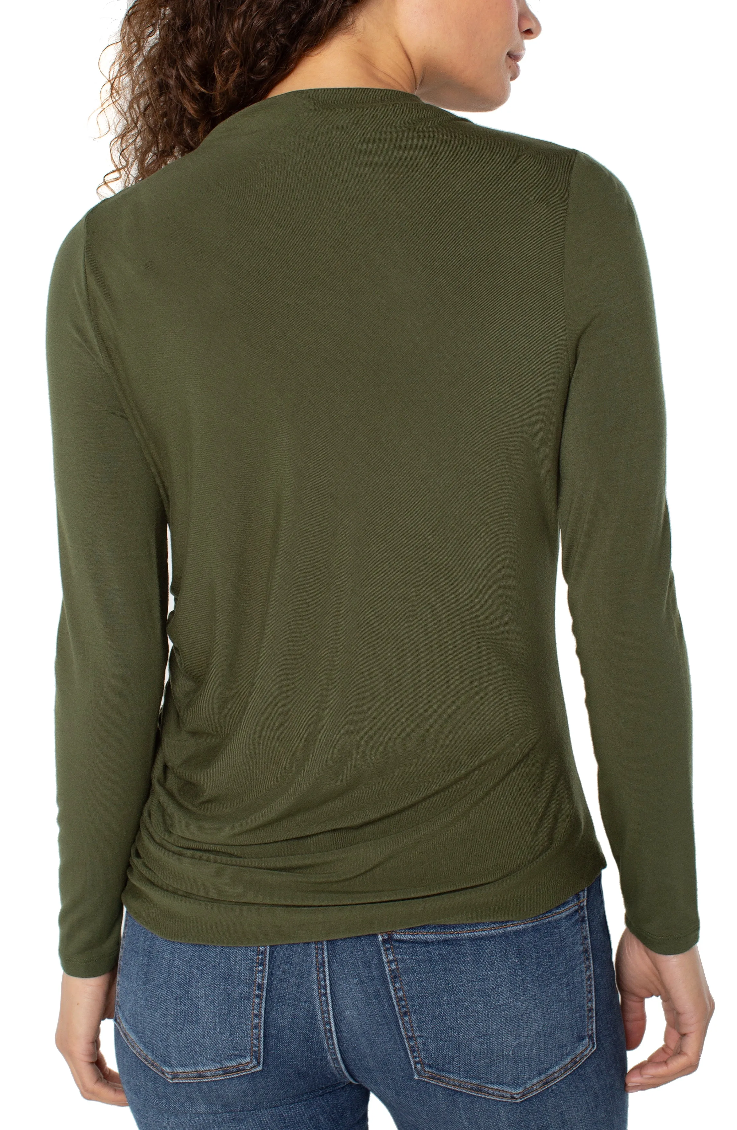 LONG SLEEVE MOCK NECK KNIT TOP W/ SHIRRING sold by Liverpool Jeans Company product image thumbnail 2