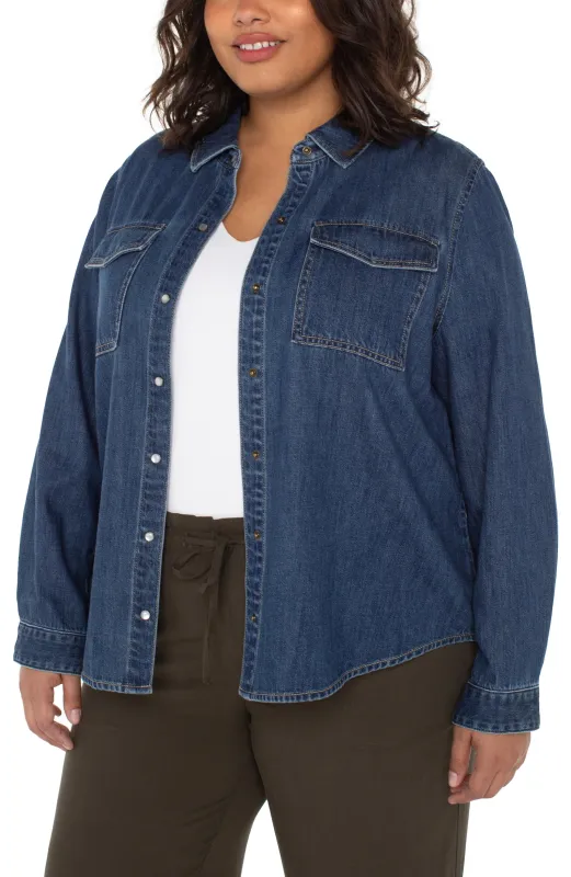 BUTTON DOWN SHIRT WITH POCKETS sold by Liverpool Jeans Company