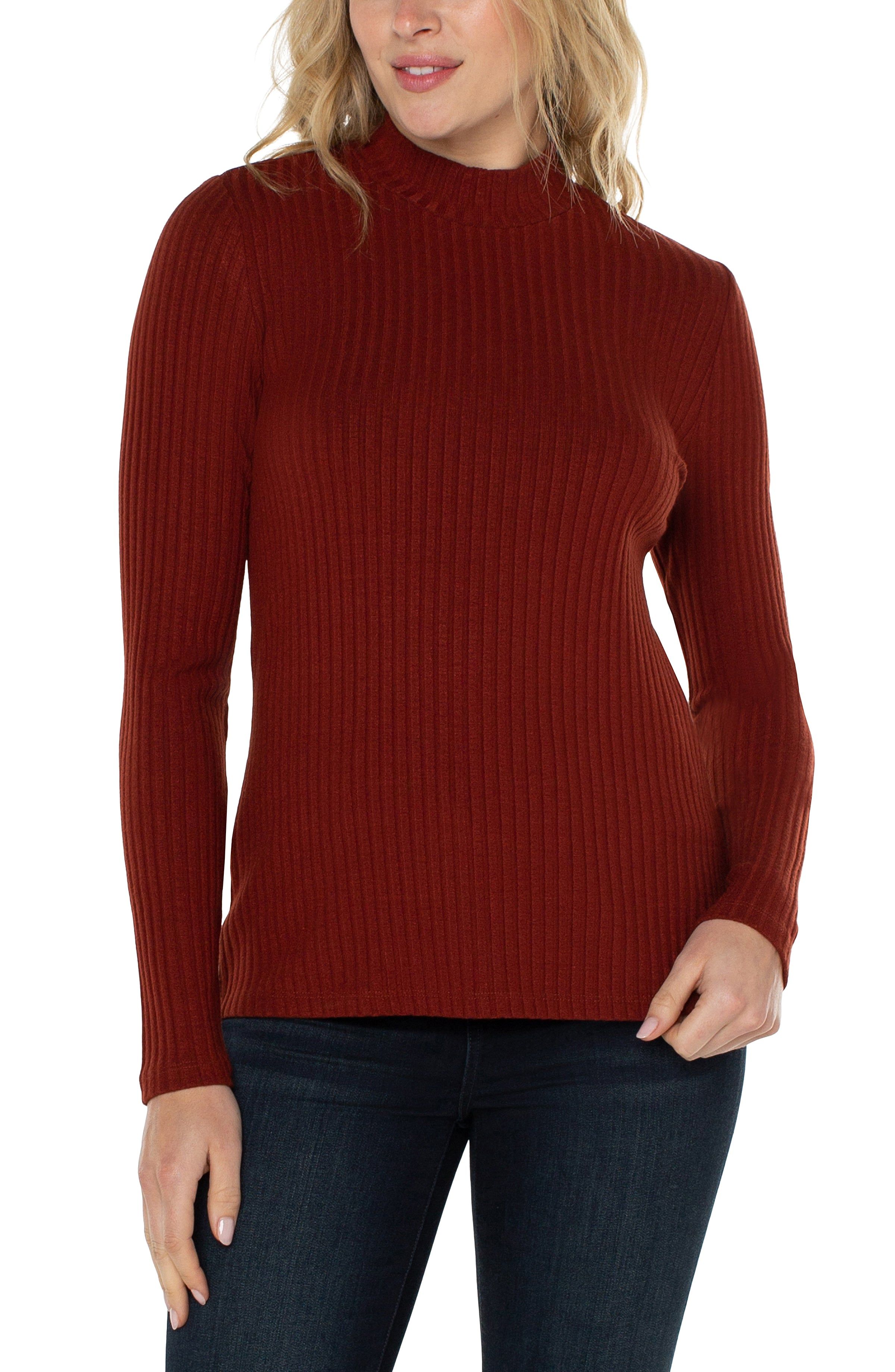 MOCK NECK LONG SLEEVE KNIT TOP sold by Liverpool Jeans Company