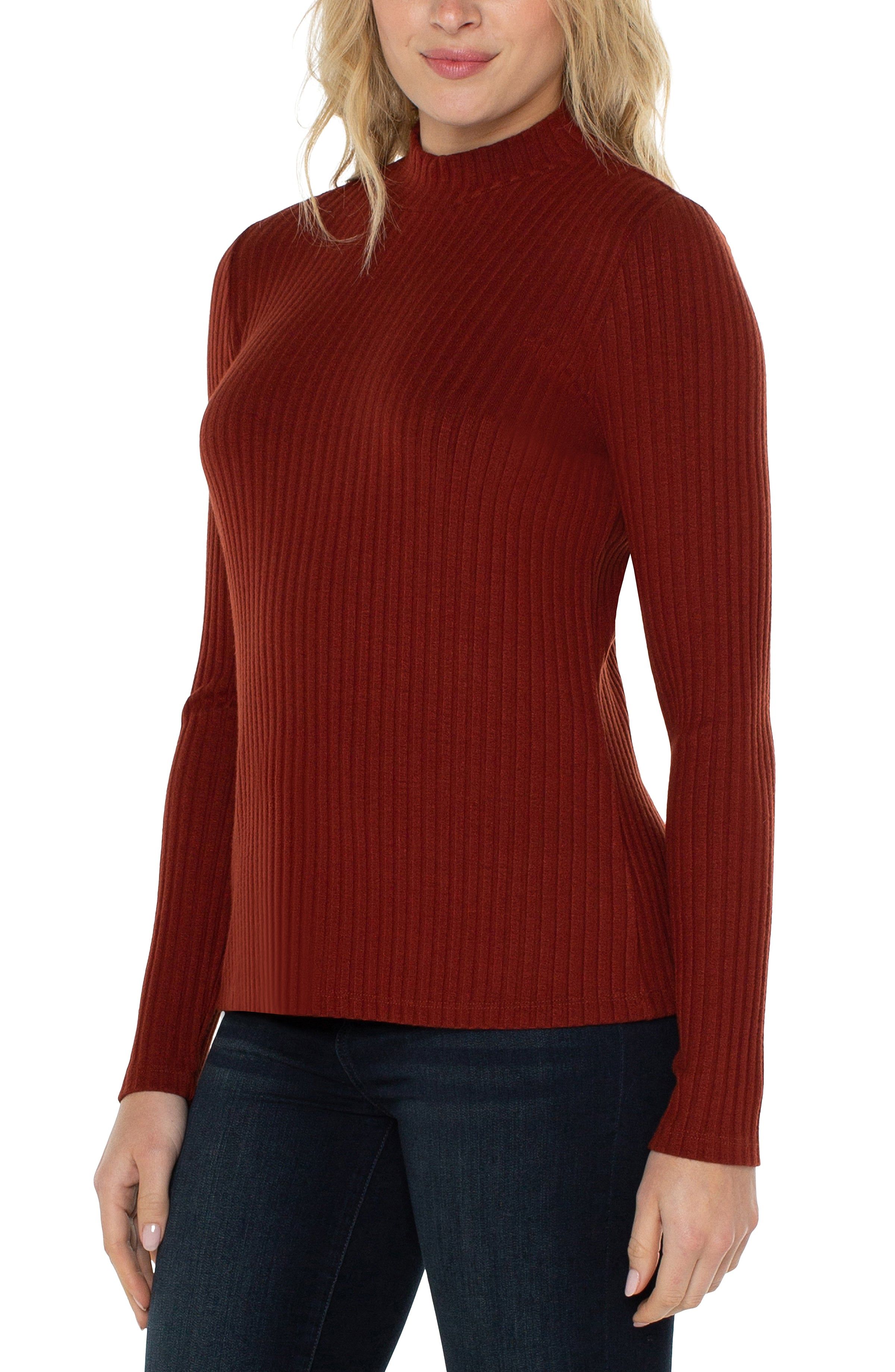 MOCK NECK LONG SLEEVE KNIT TOP sold by Liverpool Jeans Company product image thumbnail 4