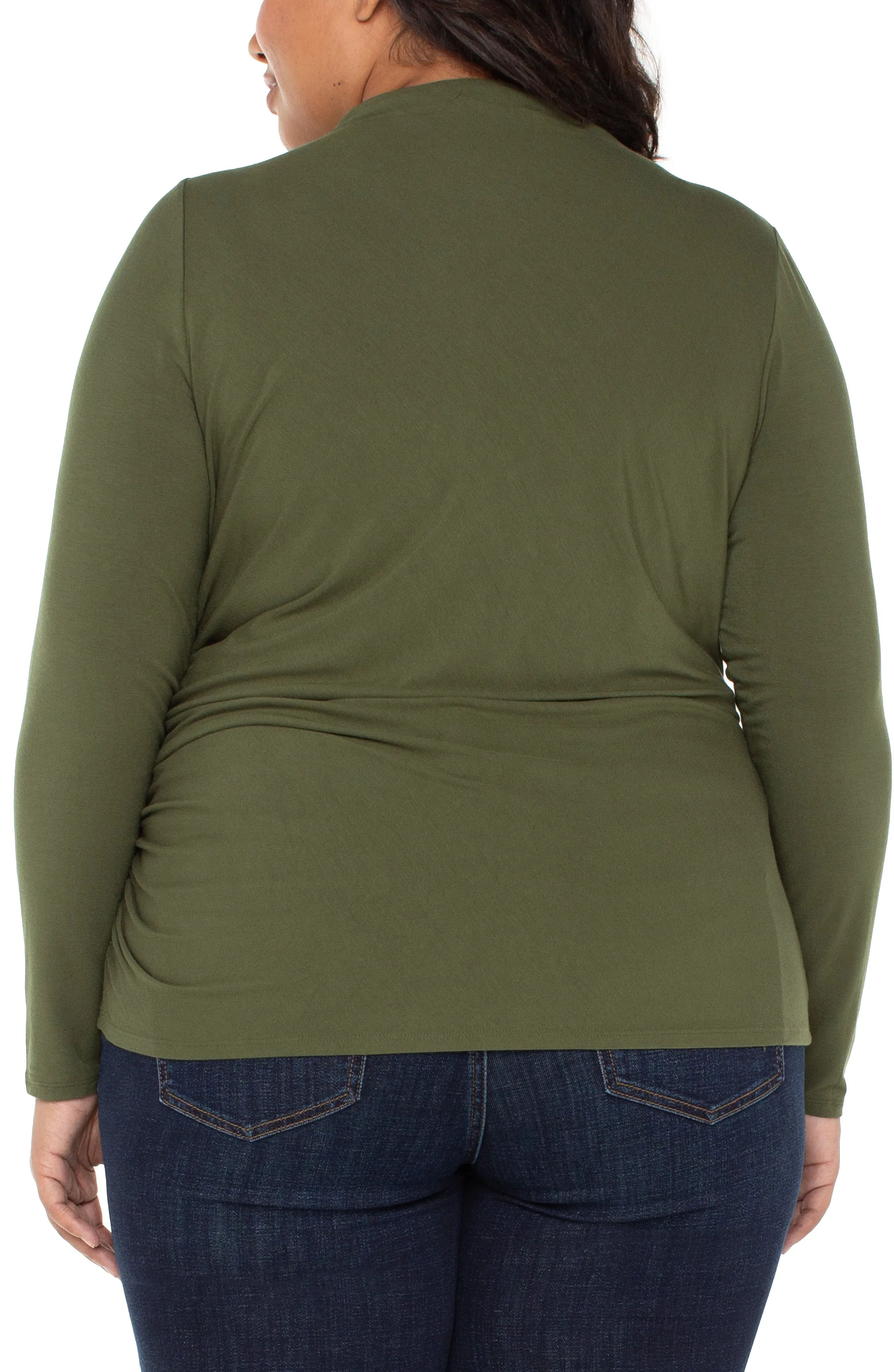 LONG SLEEVE MOCK NECK KNIT TOP W/ SHIRRING sold by Liverpool Jeans Company product image thumbnail 4