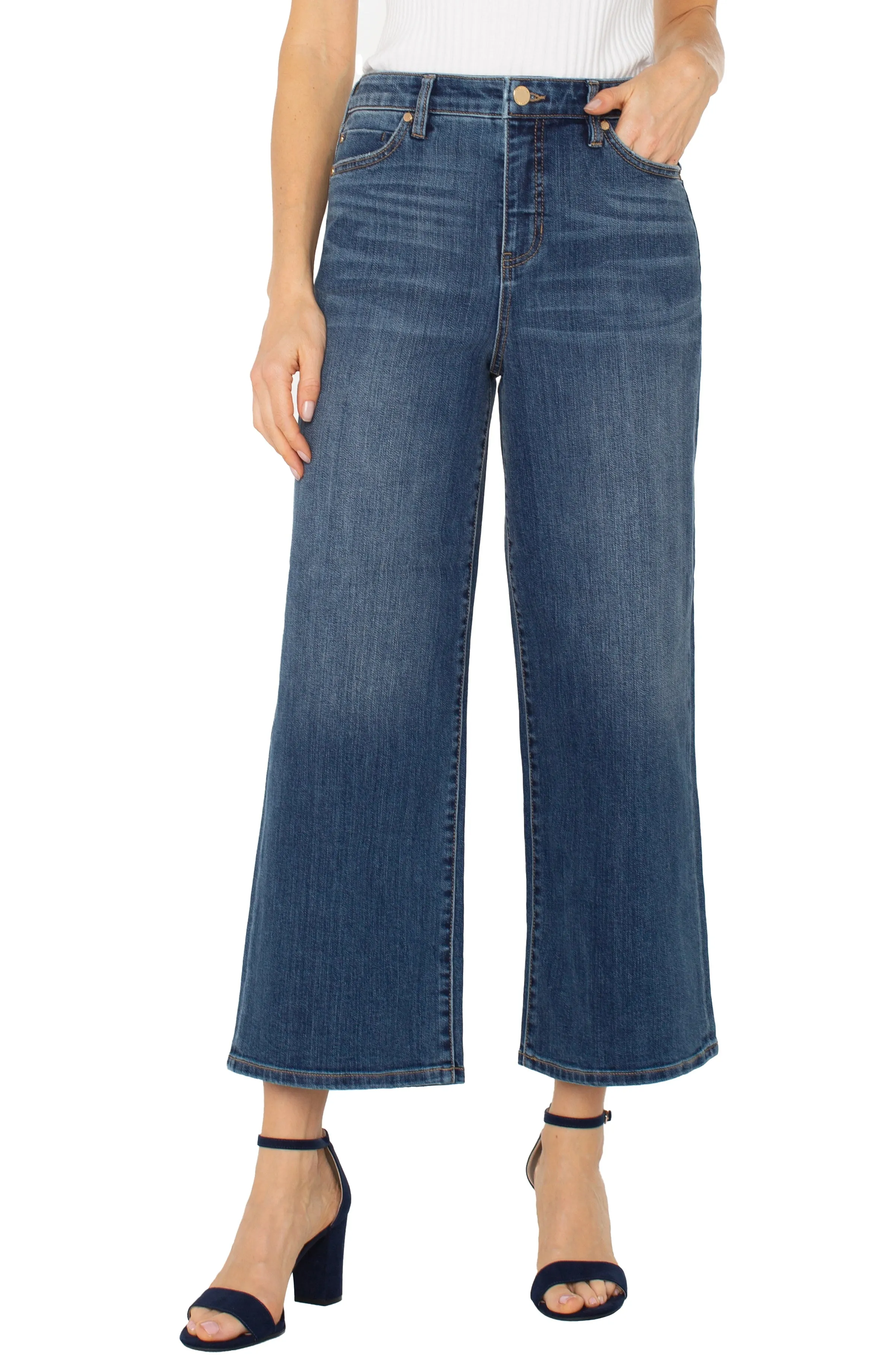 PETITE STRIDE HI-RISE WIDE LEG CROP sold by Liverpool Jeans Company
