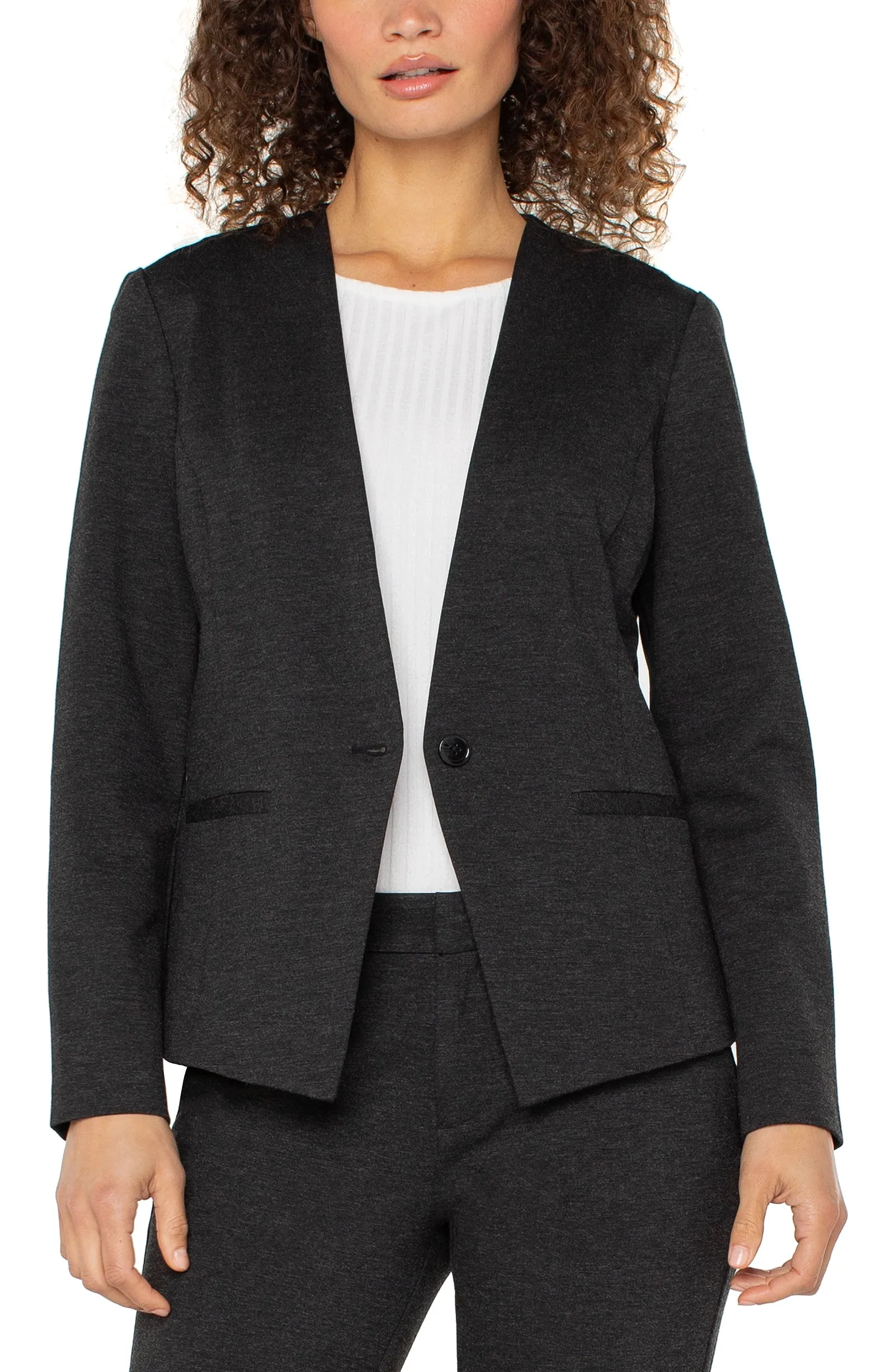 COLLARLESS FITTED BLAZER sold by Liverpool Jeans Company