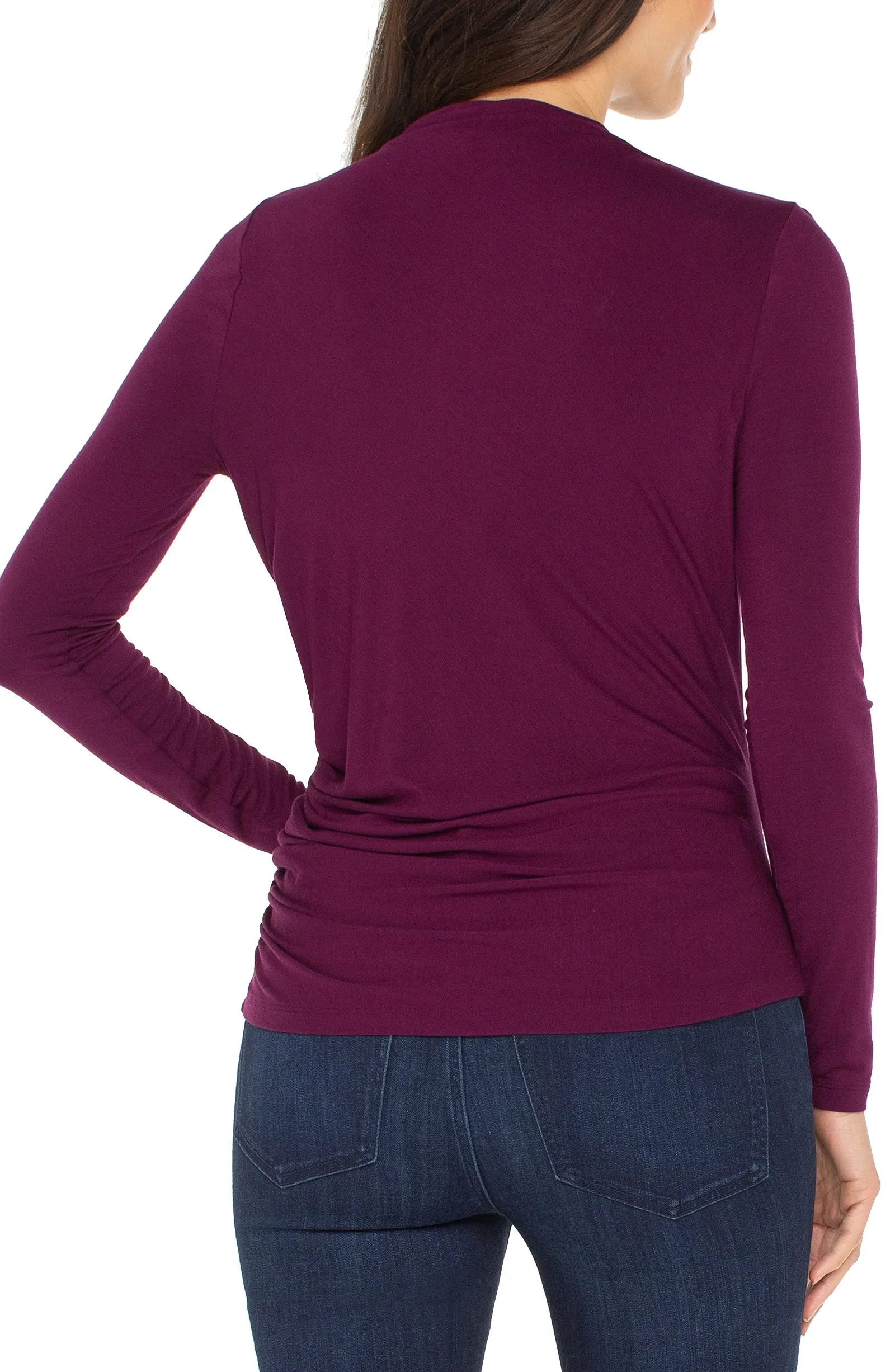 LONG SLEEVE MOCK NECK KNIT TOP W/ SHIRRING sold by Liverpool Jeans Company product image thumbnail 3