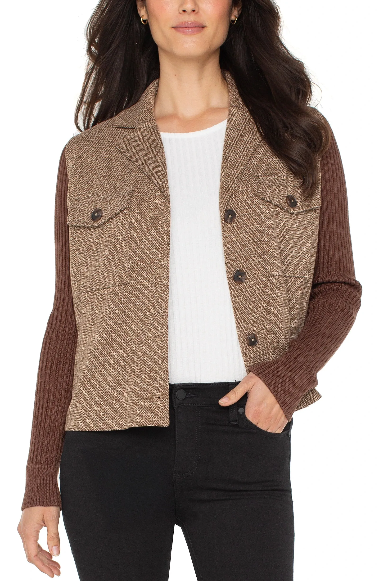 SHACKET W/ SWEATER SLEEVES sold by Liverpool Jeans Company