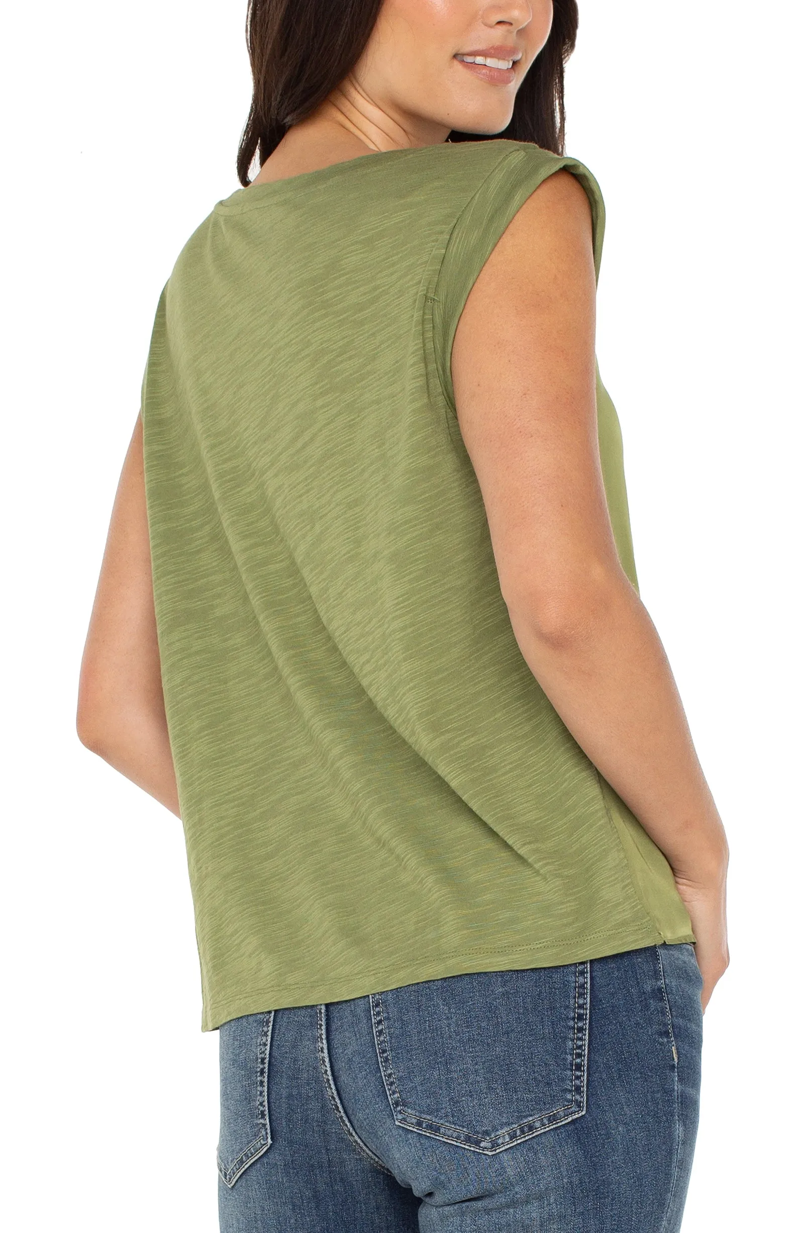 SLEEVELESS WOVEN TO KNIT TOP sold by Liverpool Jeans Company product image thumbnail 2
