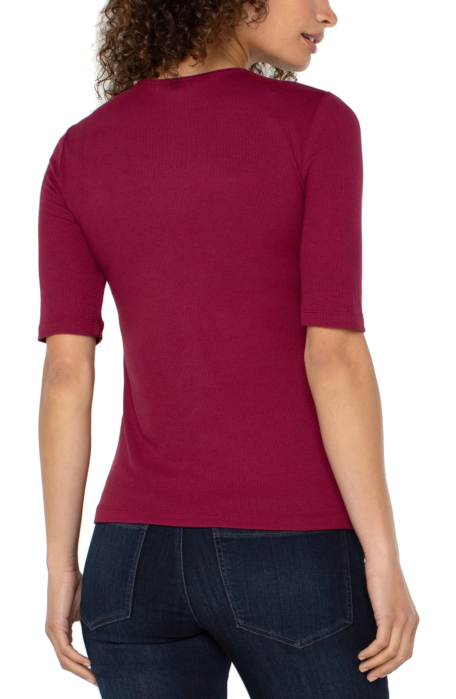 PETITE DOUBLE LAYER V-NECK RIB KNIT TOP sold by Liverpool Jeans Company product image thumbnail 2