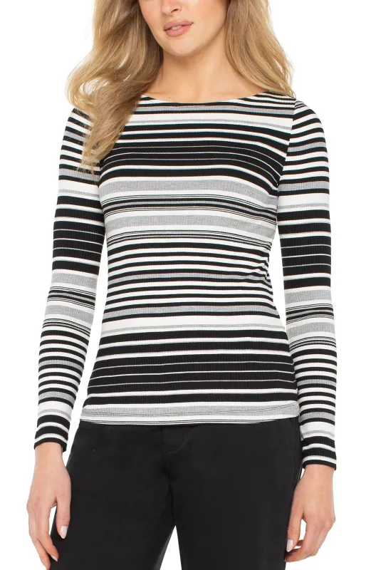 LONG SLEEVE BOAT NECK KNIT TOP sold by Liverpool Jeans Company