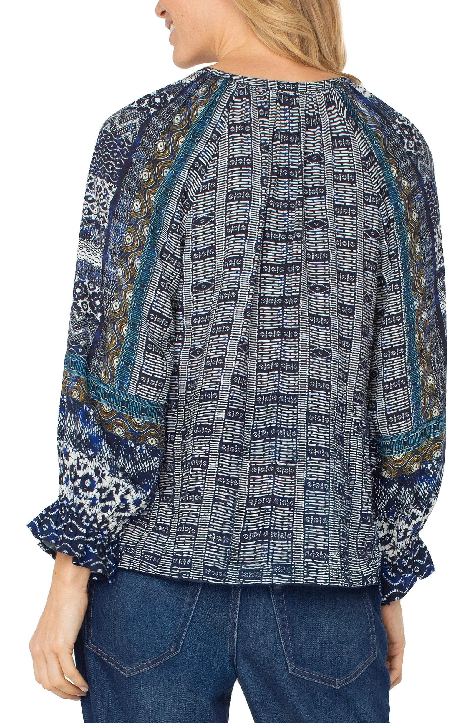 PETITE 3/4 SLEEVE BUTTON FRONT WOVEN BLOUSE sold by Liverpool Jeans Company product image thumbnail 2