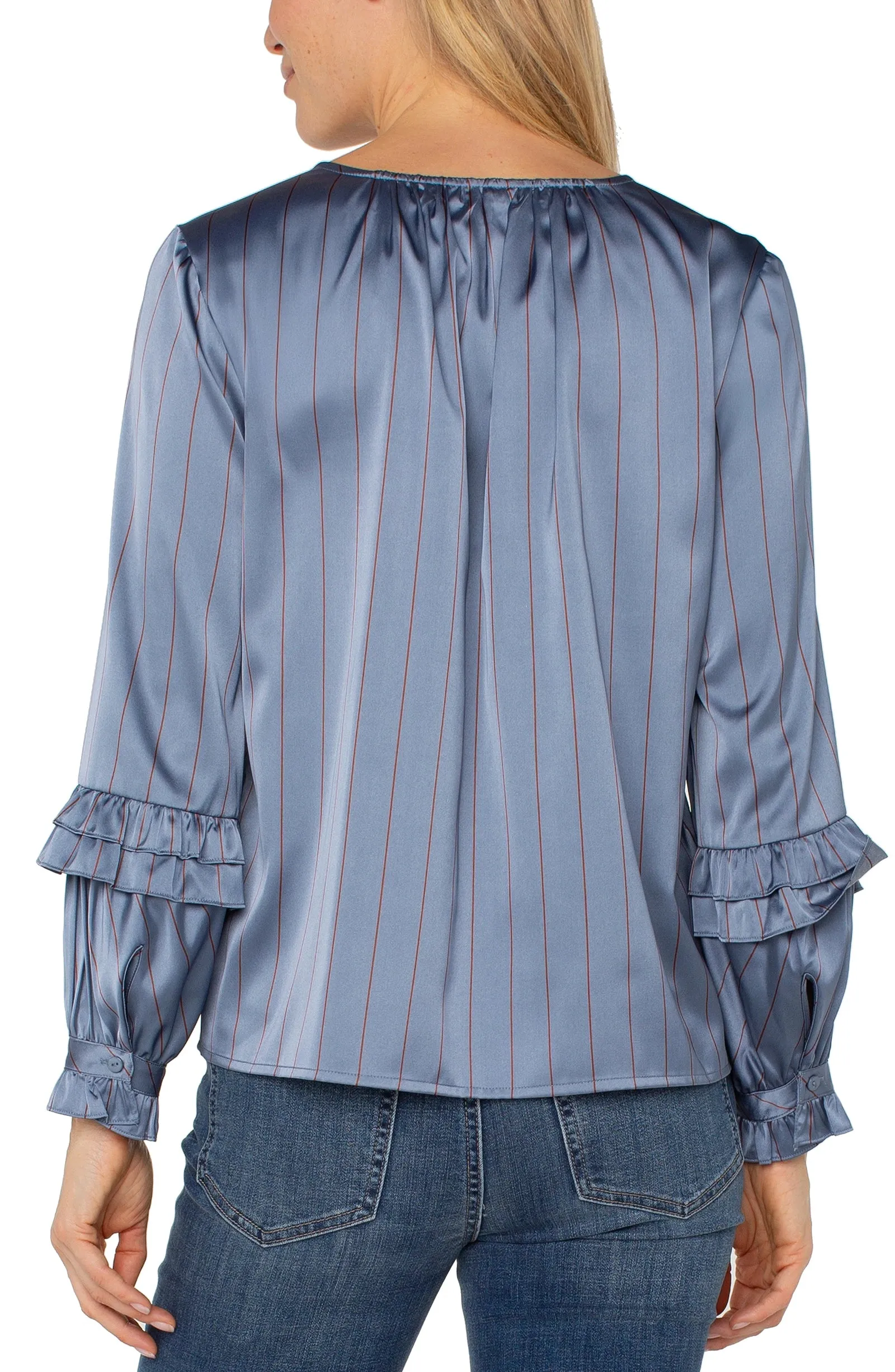 LONG SLEEVE WOVEN BLOUSE W/ RUFFLES sold by Liverpool Jeans Company product image thumbnail 3