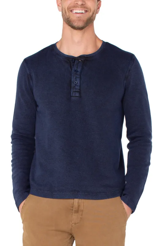 LONG SLEEVE HENLEY sold by Liverpool Jeans Company