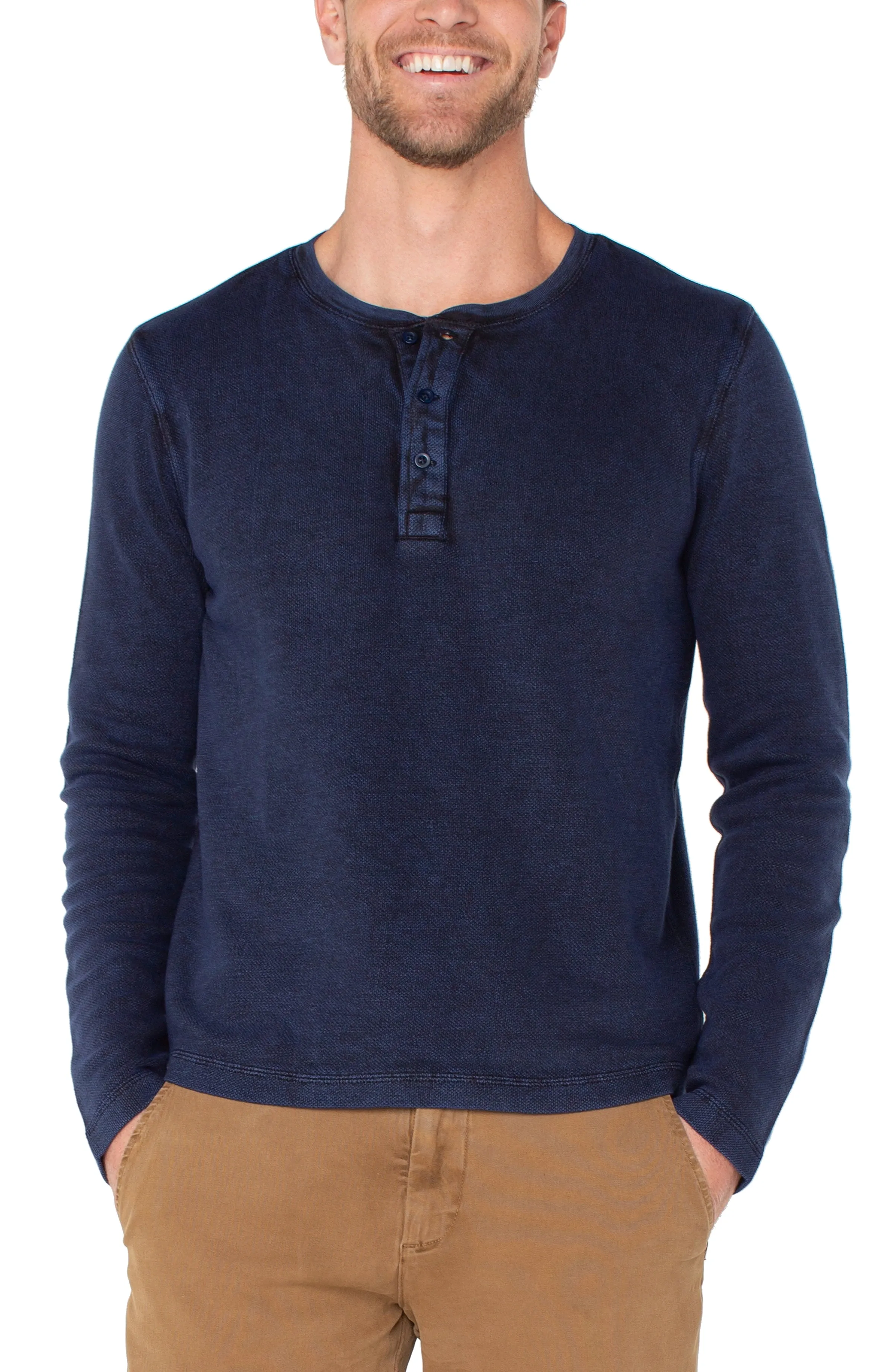 LONG SLEEVE HENLEY sold by Liverpool Jeans Company