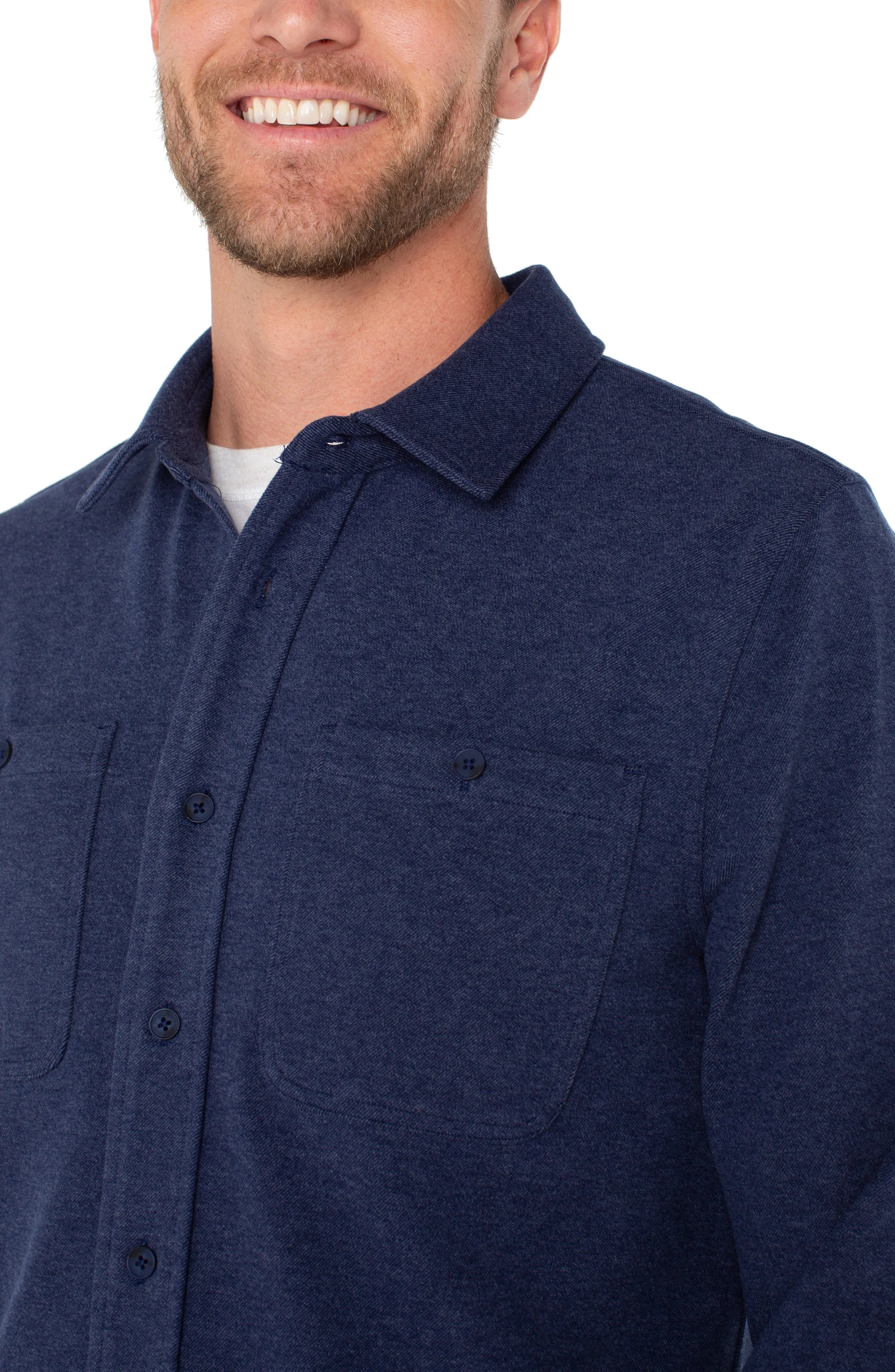 KNIT BUTTON UP LONG SLEEVE SHIRT sold by Liverpool Jeans Company product image thumbnail 3