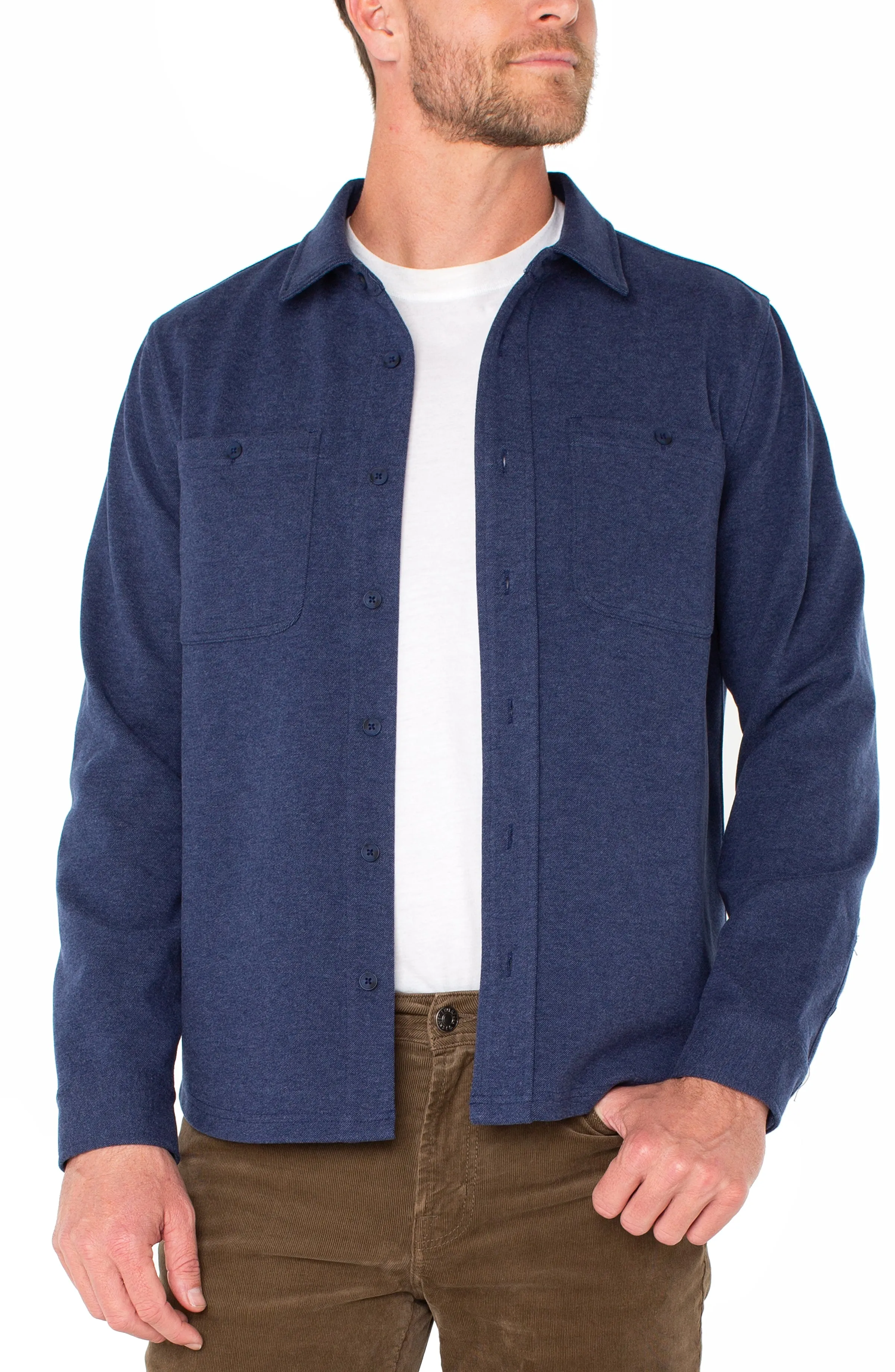 KNIT BUTTON UP LONG SLEEVE SHIRT sold by Liverpool Jeans Company