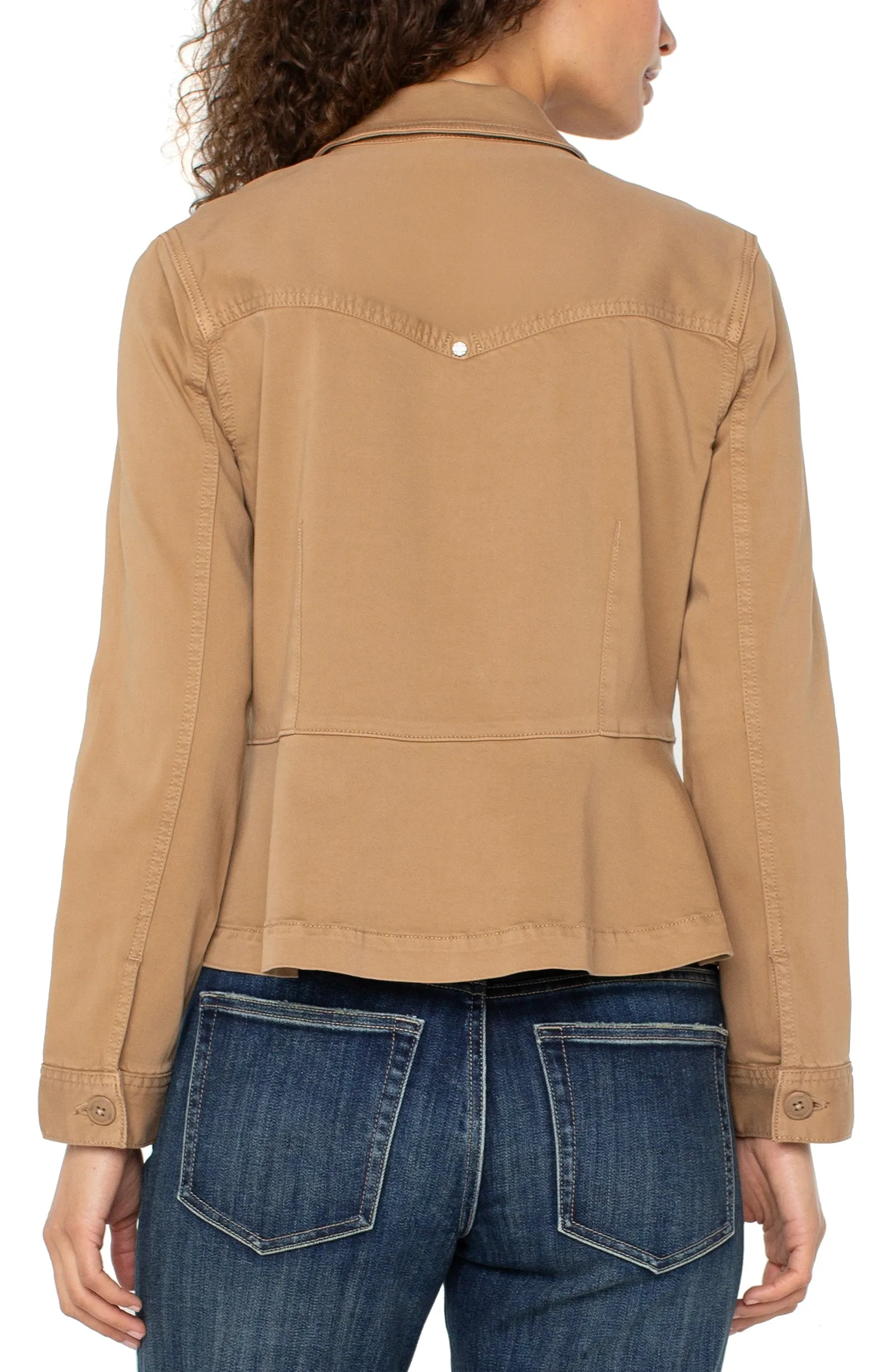 PETITE TRUCKER JACKET WITH PEPLUM HEM sold by Liverpool Jeans Company product image thumbnail 2