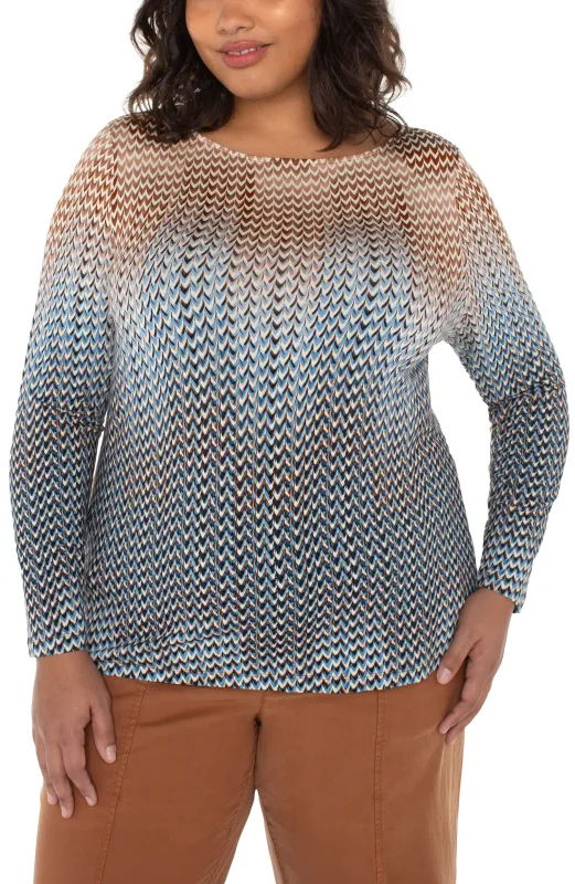 LONG SLEEVE BOAT KNIT TOP sold by Liverpool Jeans Company