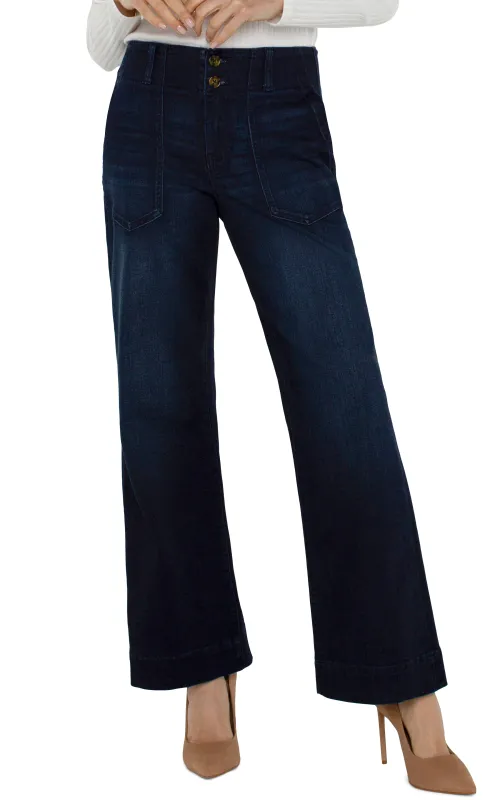 PETITE PATCH POCKET WIDE LEG TROUSER sold by Liverpool Jeans Company