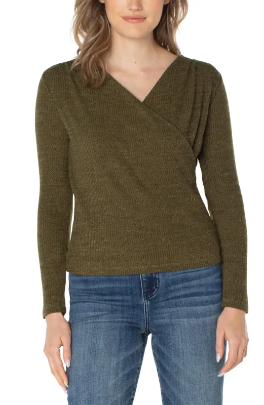 LONG SLEEVE DRAPE FRONT KNIT TOP sold by Liverpool Jeans Company