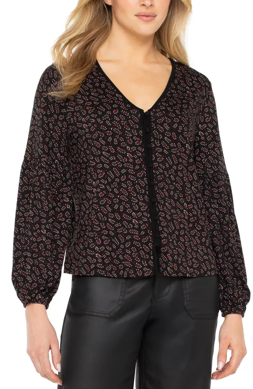 LONG SLEEVE BUTTON FRONT KNIT TOP sold by Liverpool Jeans Company