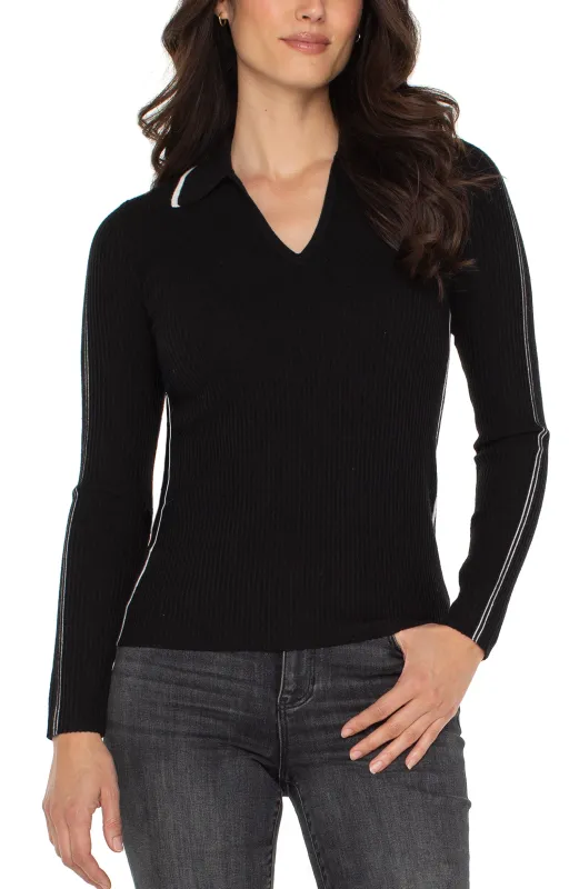 LONG SLEEVE V-NECK COLLARED SWEATER sold by Liverpool Jeans Company