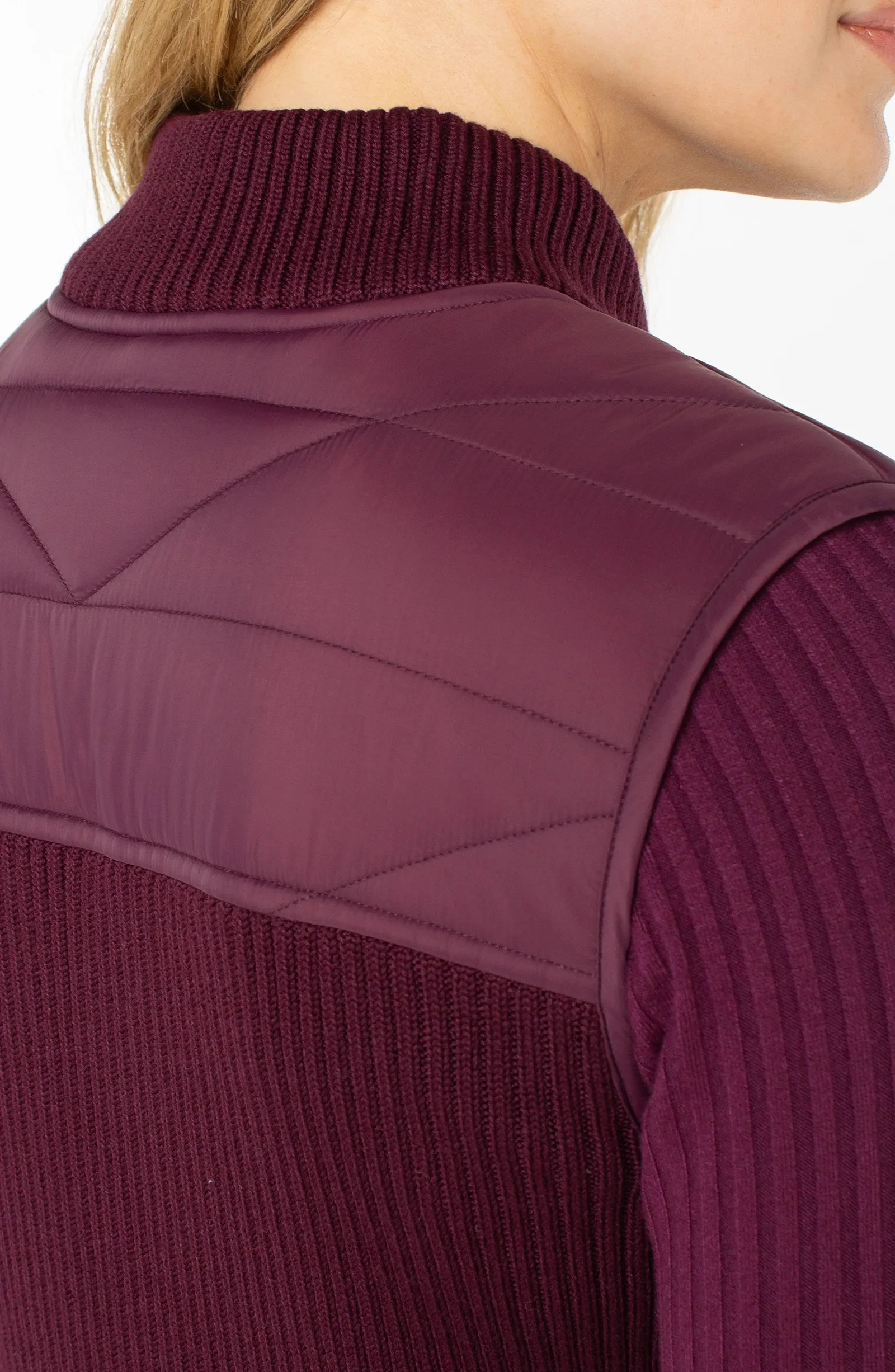 SLEEVELESS QUILTED FULL ZIP SWEATER VEST sold by Liverpool Jeans Company product image thumbnail 2