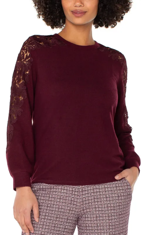 LONG SLEEVE LACE INSET SWEATER sold by Liverpool Jeans Company