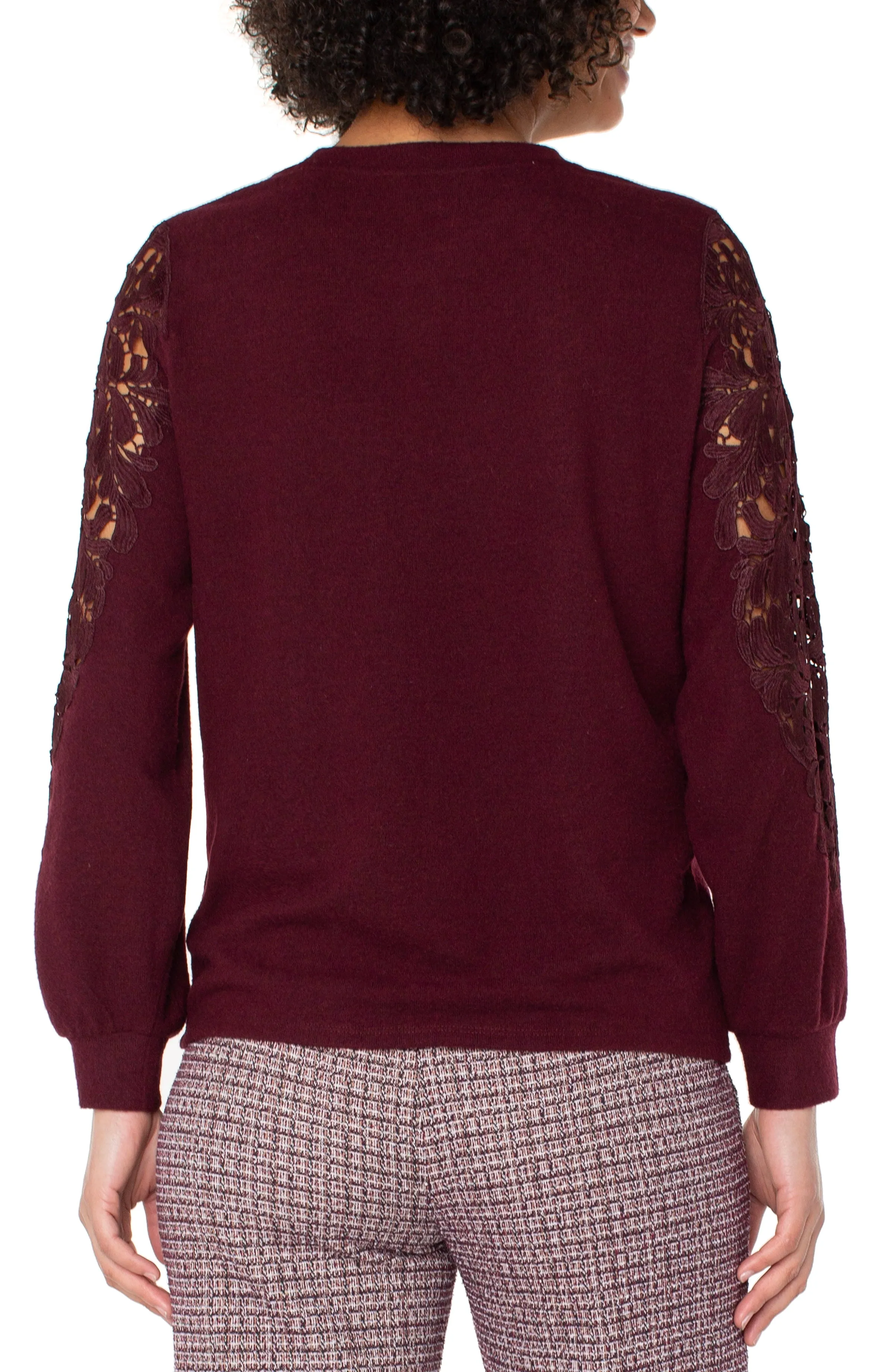 LONG SLEEVE LACE INSET SWEATER sold by Liverpool Jeans Company product image thumbnail 3