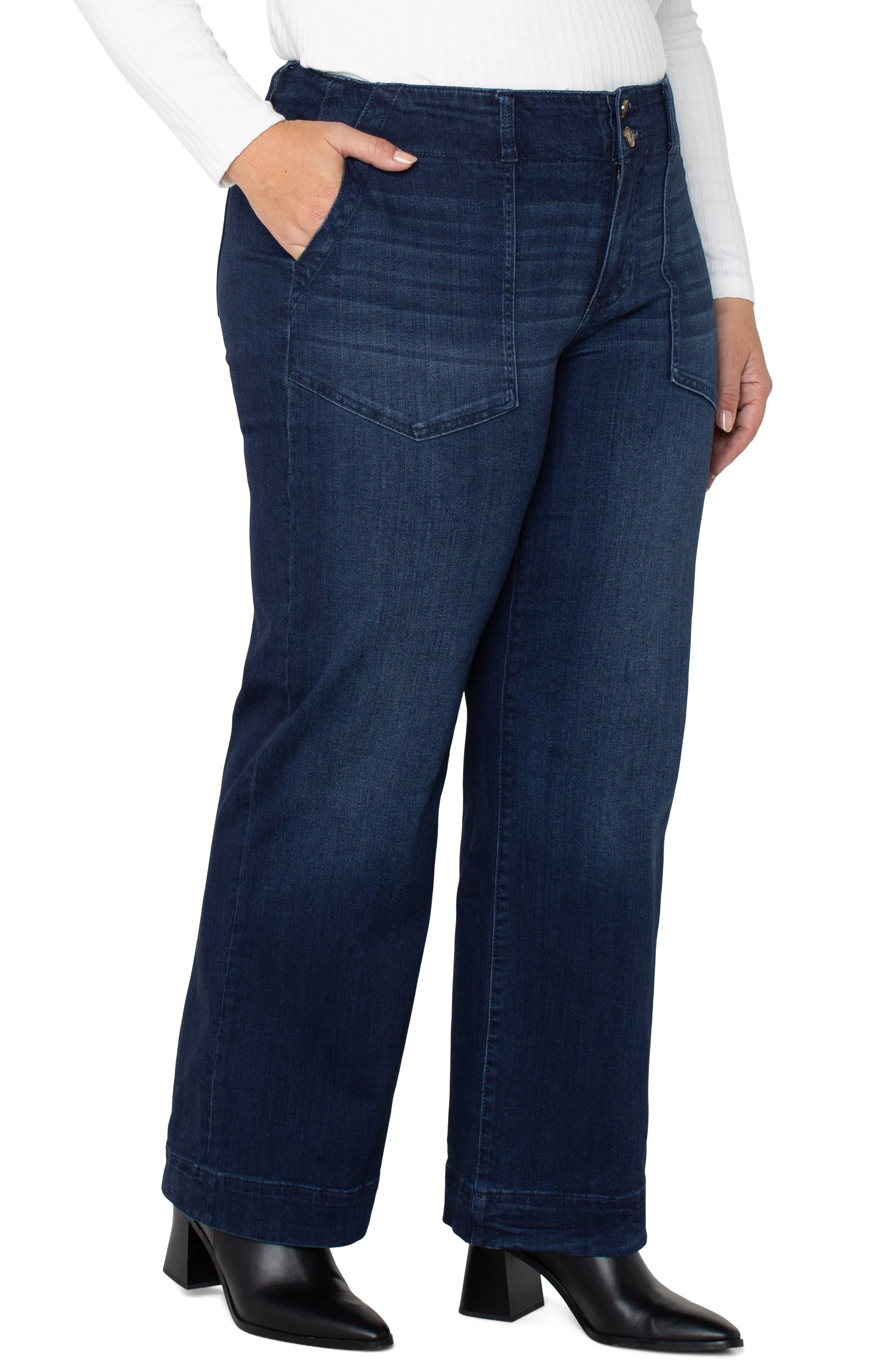 PATCH POCKET WIDE LEG TROUSER sold by Liverpool Jeans Company product image thumbnail 4
