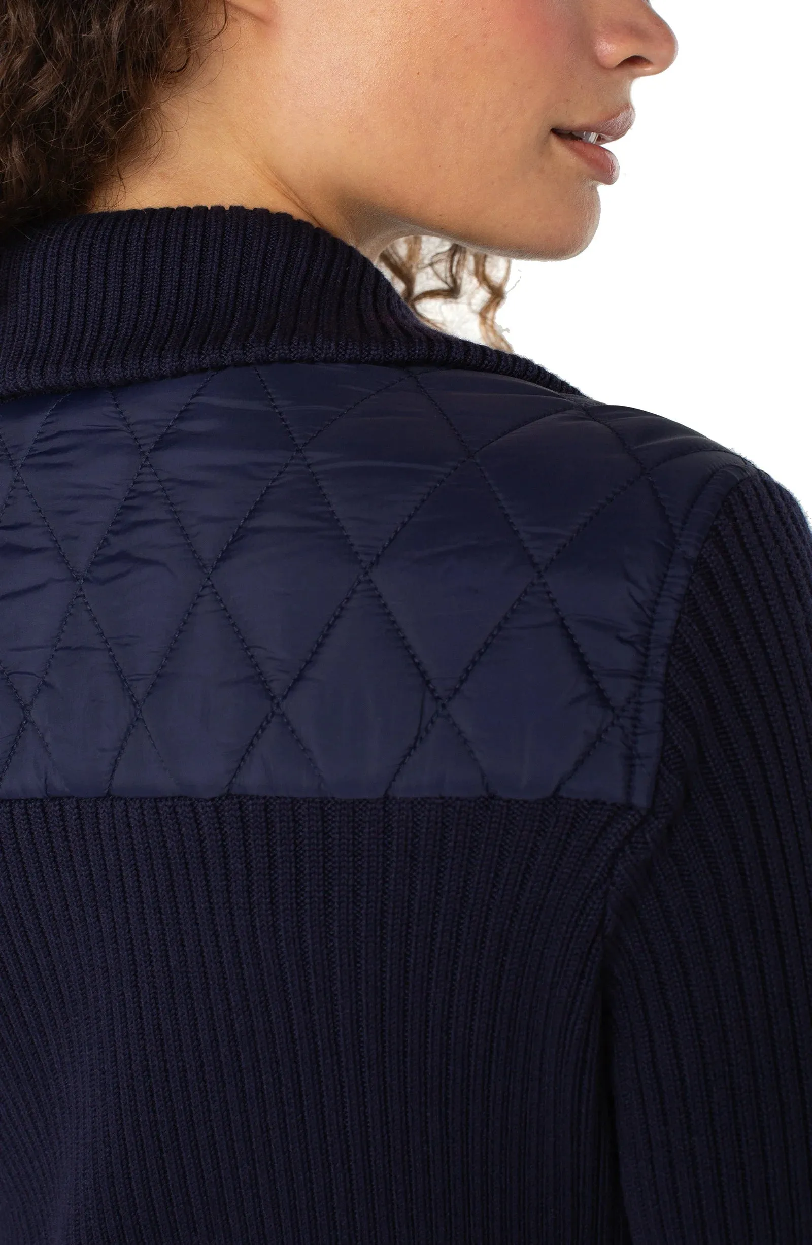 QUILTED ZIP FRONT SWEATER JACKET sold by Liverpool Jeans Company product image thumbnail 2