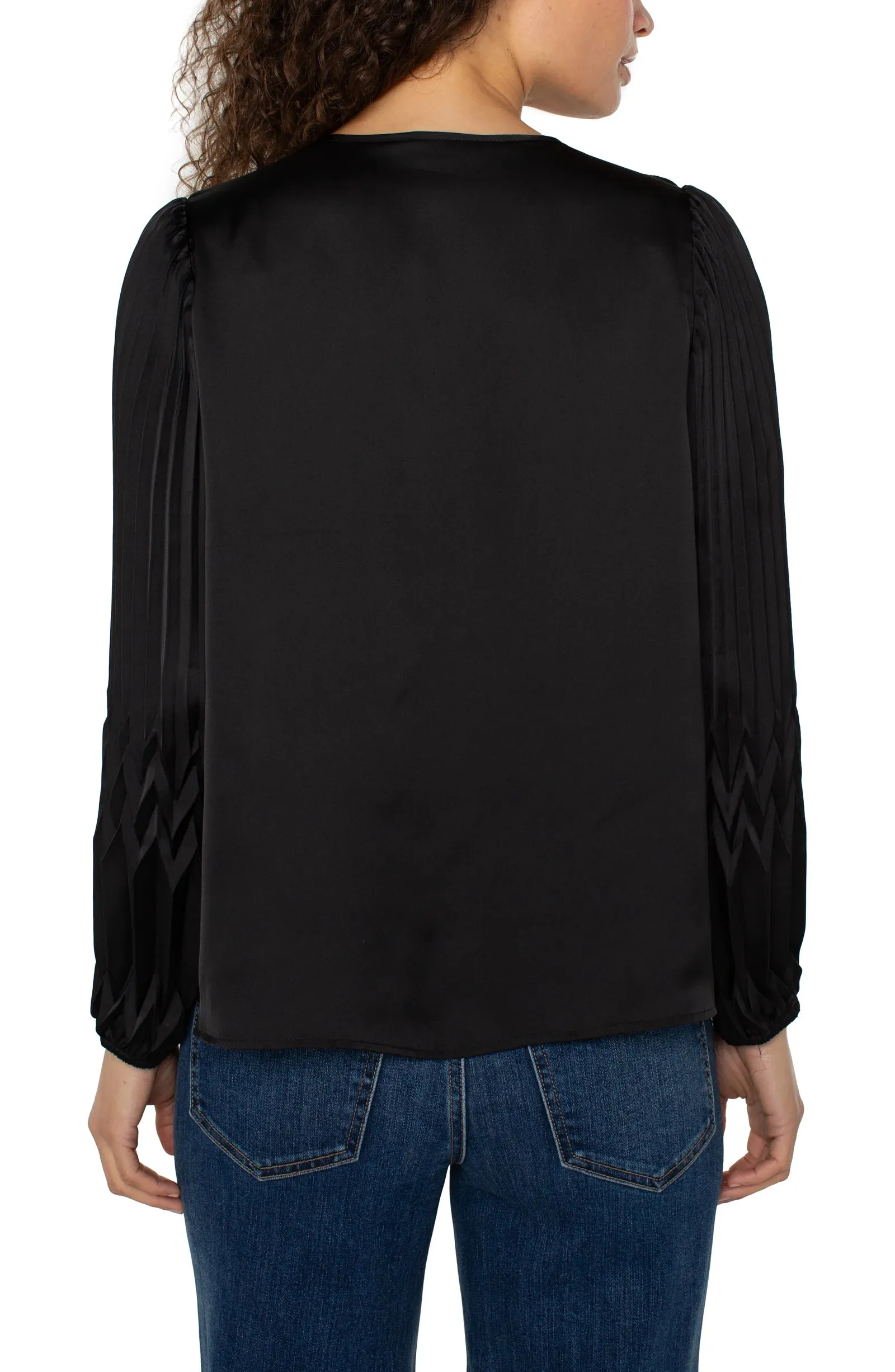 V-NECK PLEATED DETAIL WOVEN TOP sold by Liverpool Jeans Company product image thumbnail 2