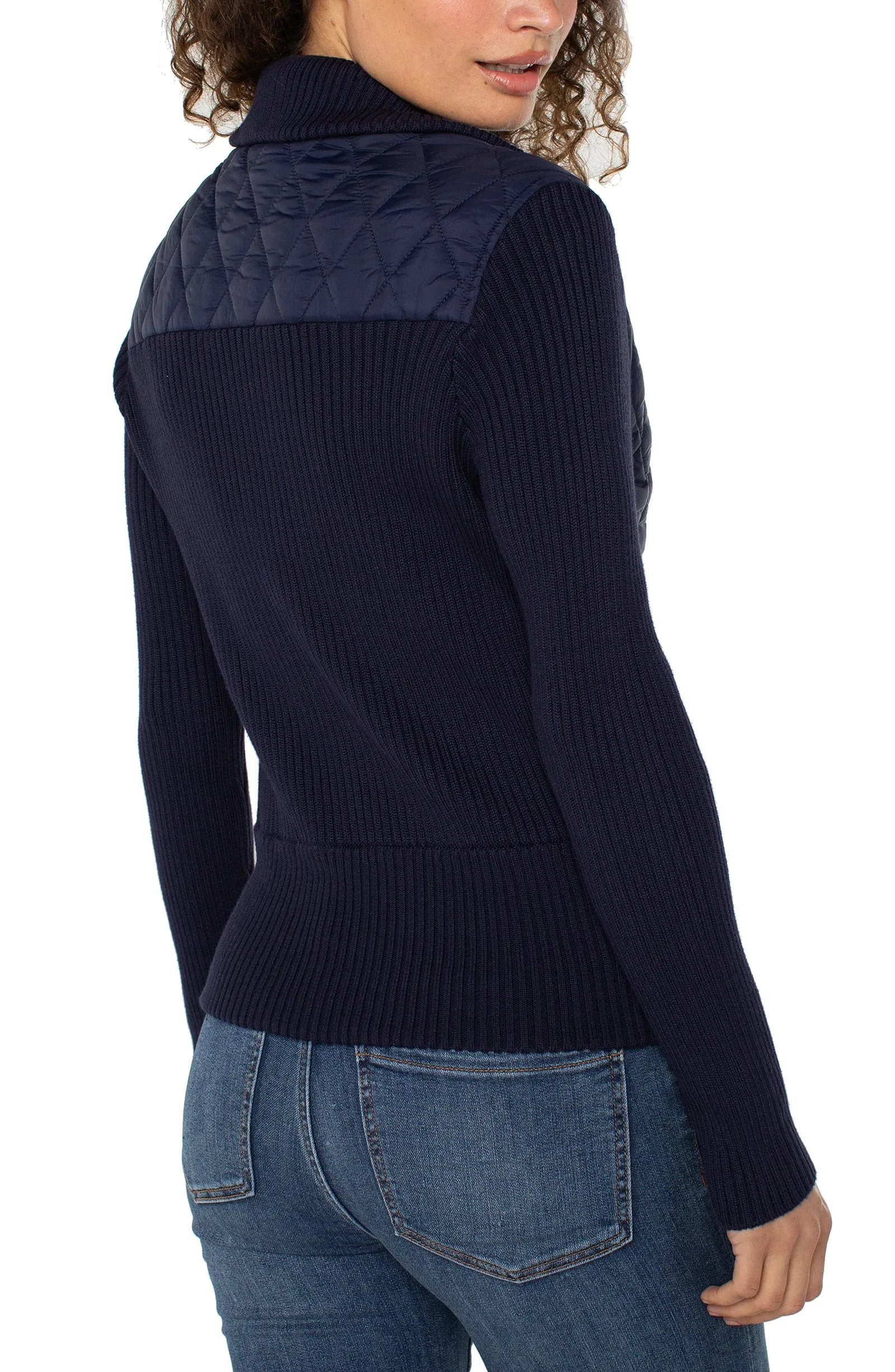 PETITE QUILTED ZIP FRONT SWEATER JACKET sold by Liverpool Jeans Company product image thumbnail 3