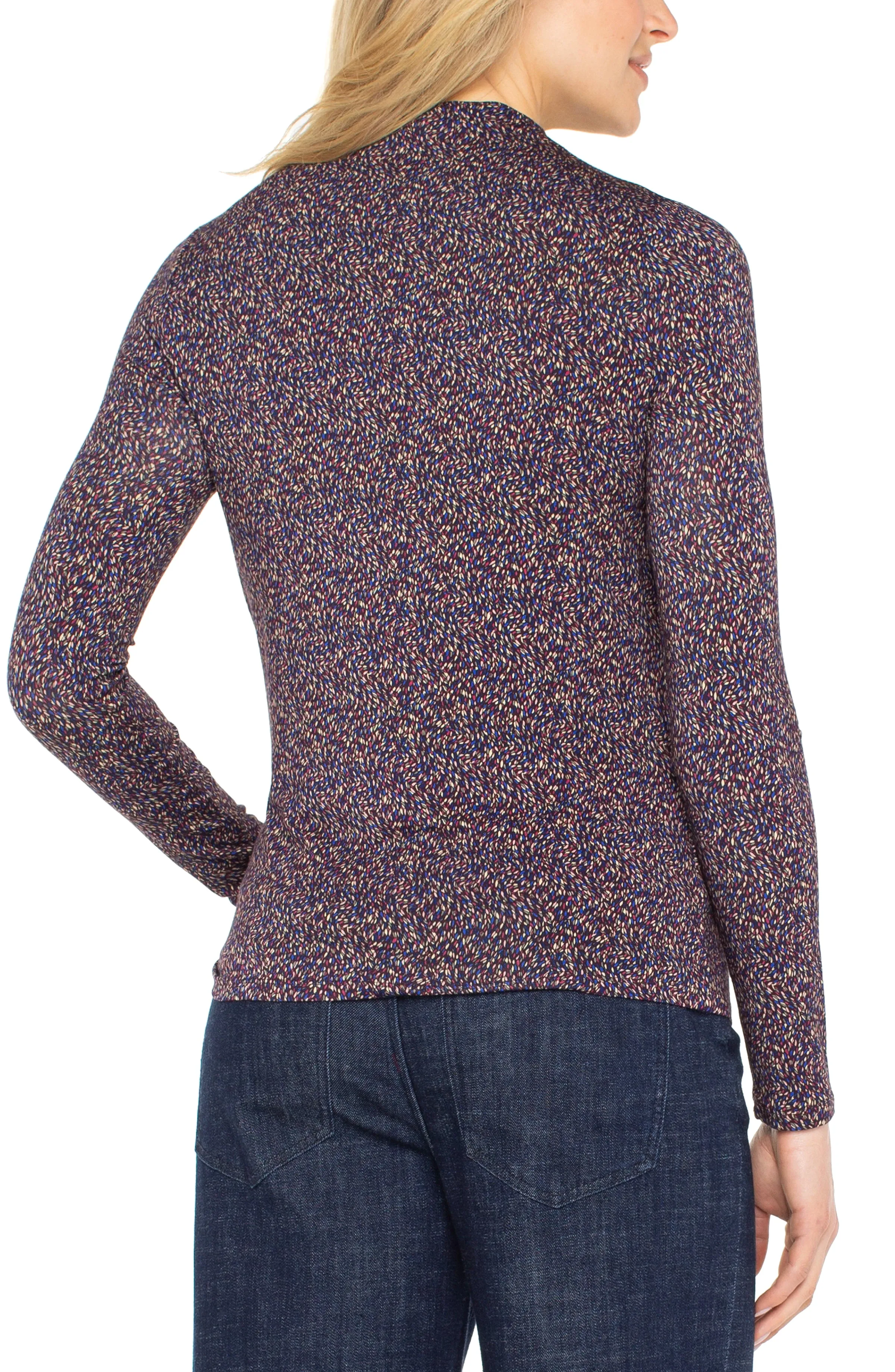 PETITE LONG SLEEVE MOCK NECK KNIT TOP W/ SHIRRING sold by Liverpool Jeans Company product image thumbnail 3