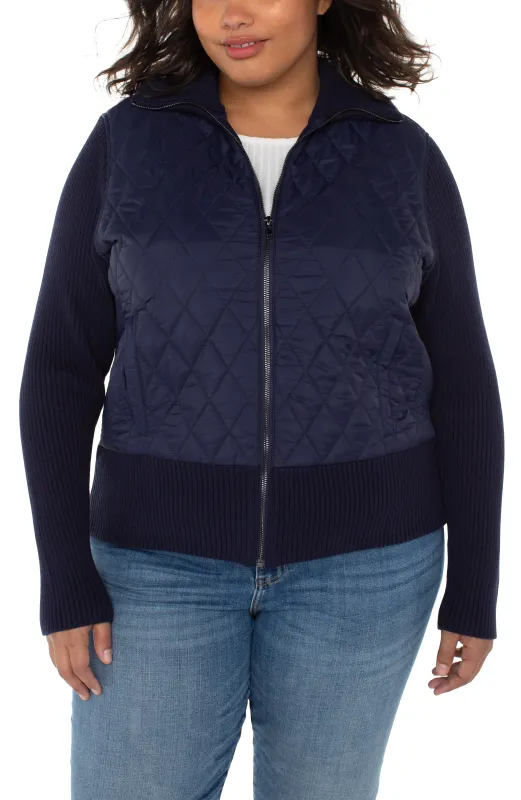 QUILTED ZIP FRONT SWEATER JACKET sold by Liverpool Jeans Company