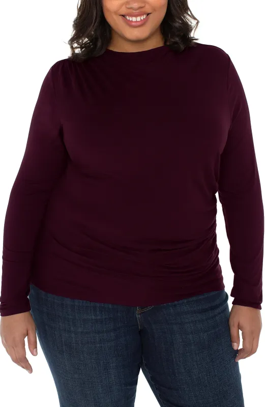 LONG SLEEVE MOCK NECK KNIT TOP W/ SHIRRING sold by Liverpool Jeans Company
