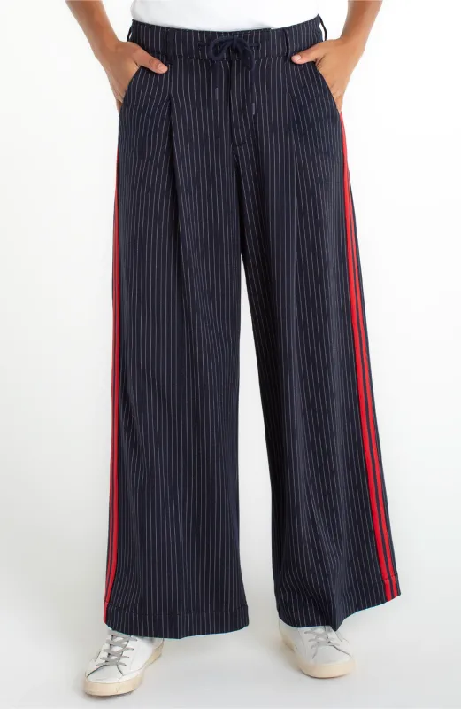 WIDE LEG PLEATED TROUSER WITH SIDE STRIPE made by Liverpool Jeans Company