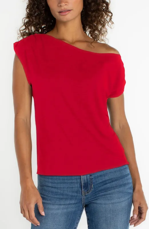 ASYMMETRICAL OFF-SHOULDER KNIT TOP sold by Liverpool Jeans Company