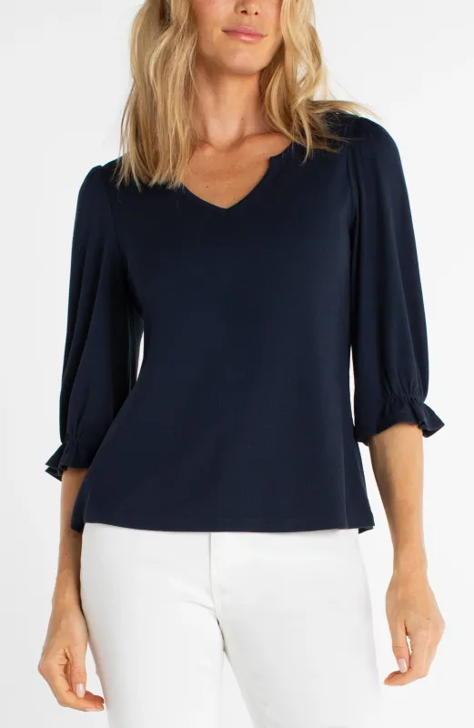 ELBOW SLEEVE NOTCH KNIT TEE sold by Liverpool Jeans Company