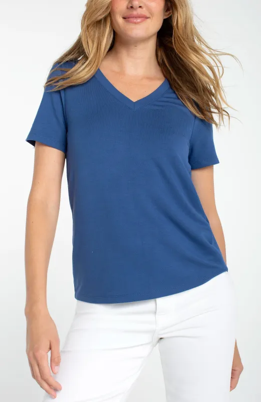 SHORT SLEEVE V-NECK KNIT TEE sold by Liverpool Jeans Company