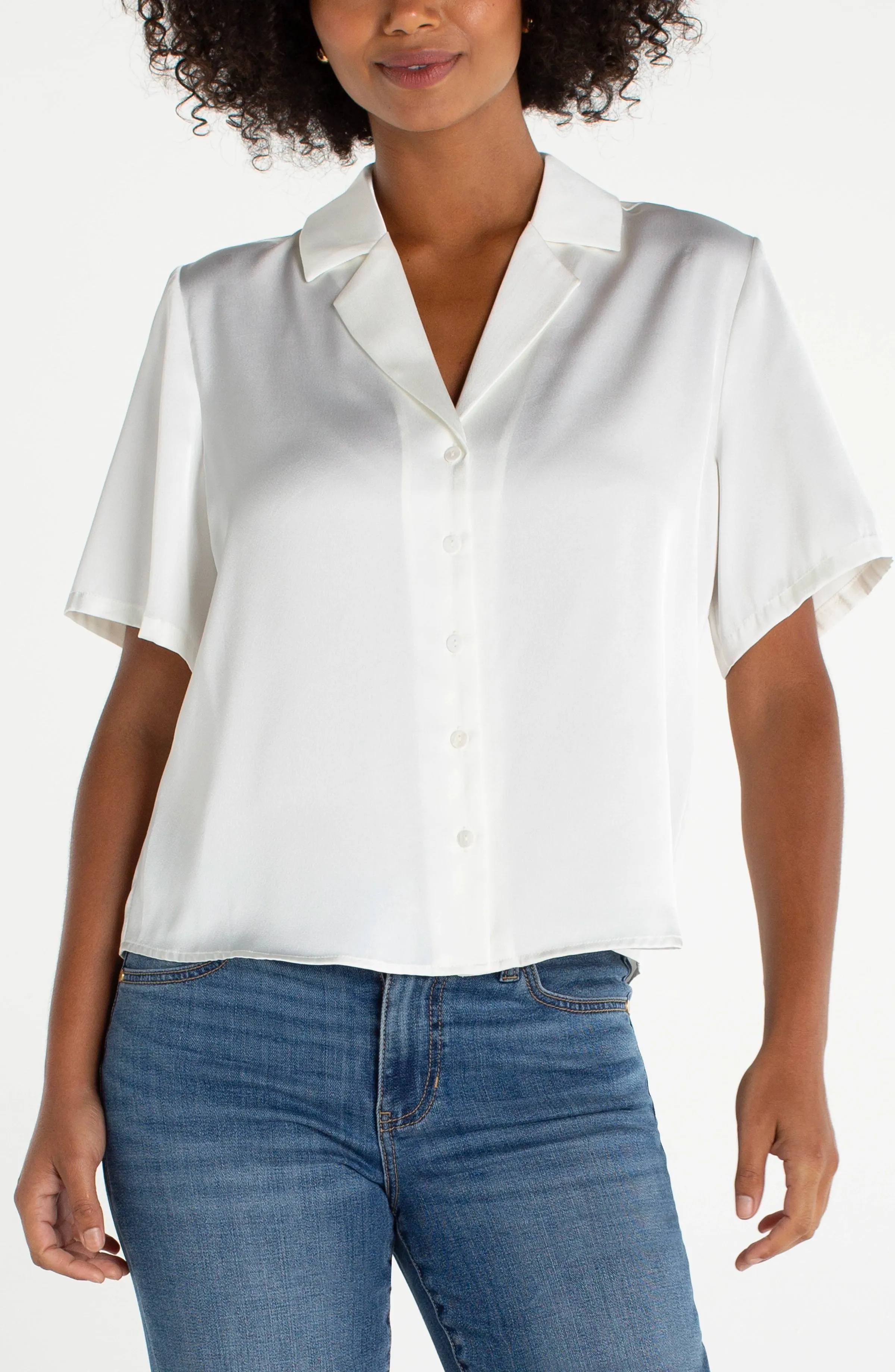 SHORT SLEEVE CAMP COLLAR BLOUSE sold by Liverpool Jeans Company