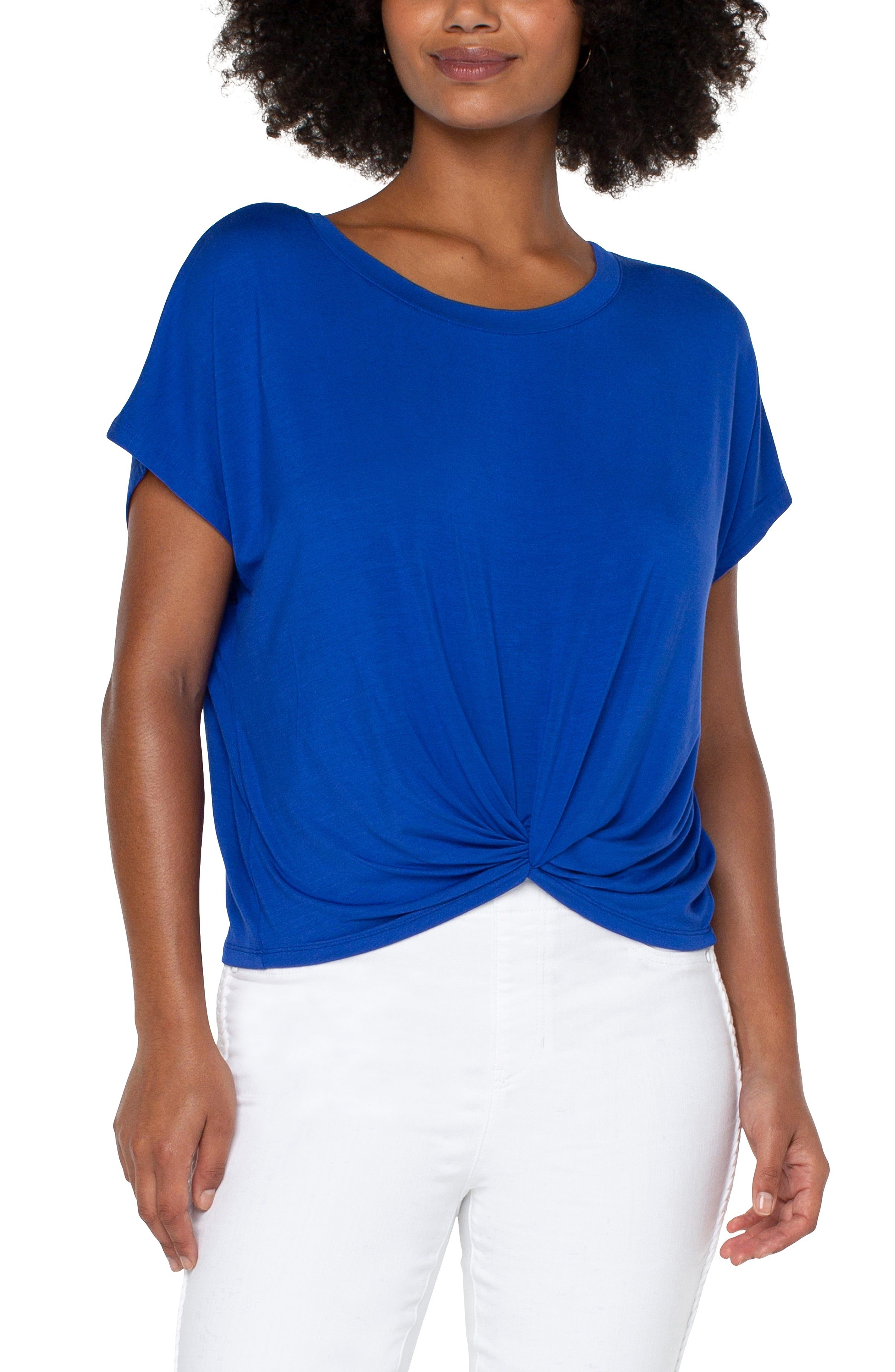 TWIST FRONT DOLMAN KNIT TEE sold by Liverpool Jeans Company