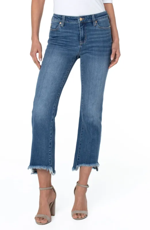 HANNAH CROP FLARE WITH CURVED FRAY HEM sold by Liverpool Jeans Company