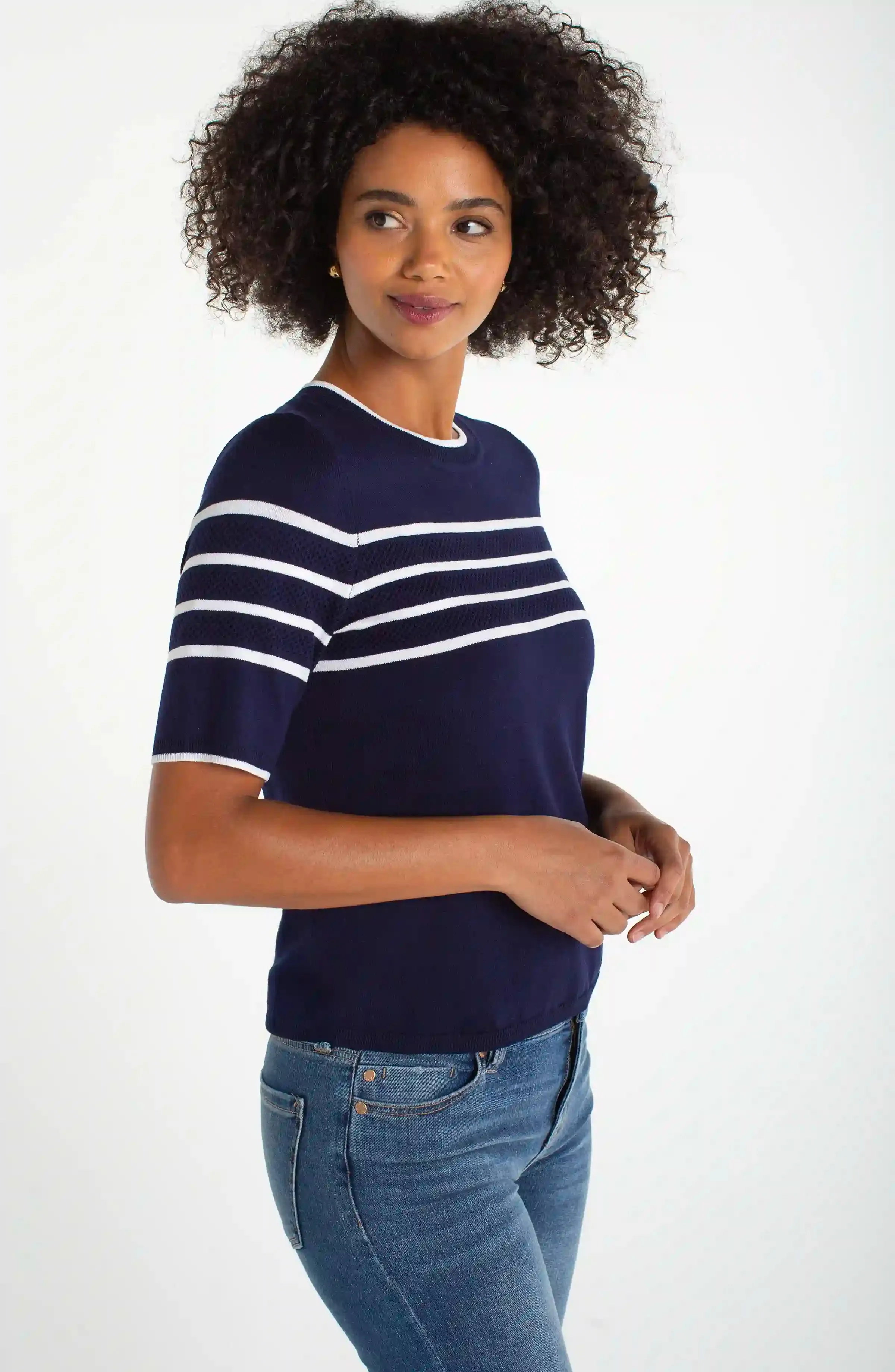 PETITE SHORT SLEEVE CREW NECK SWEATER sold by Liverpool Jeans Company product image thumbnail 4