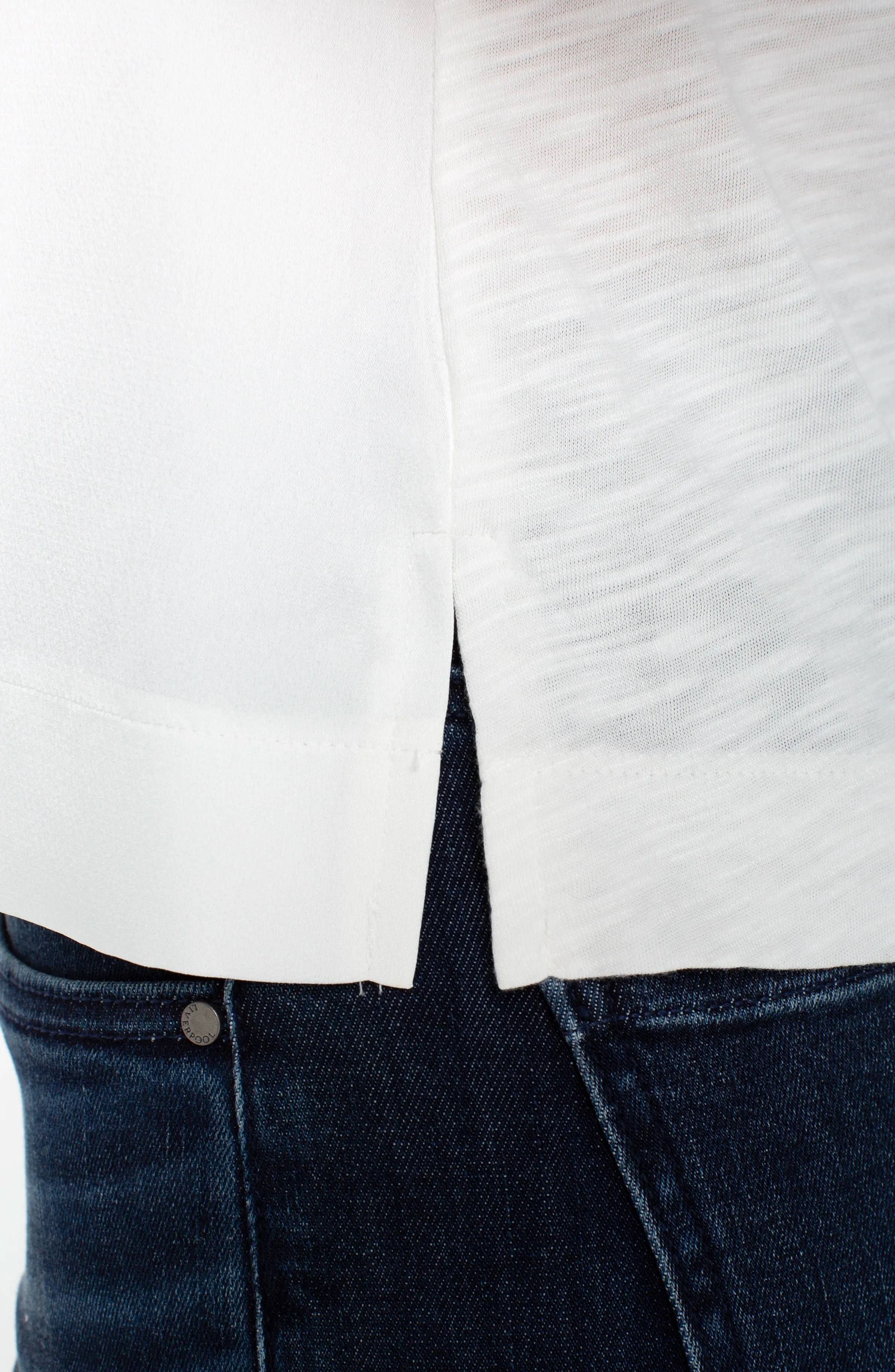 SLEEVELESS V-NECK WOVEN-TO-KNIT TOP sold by Liverpool Jeans Company product image thumbnail 3