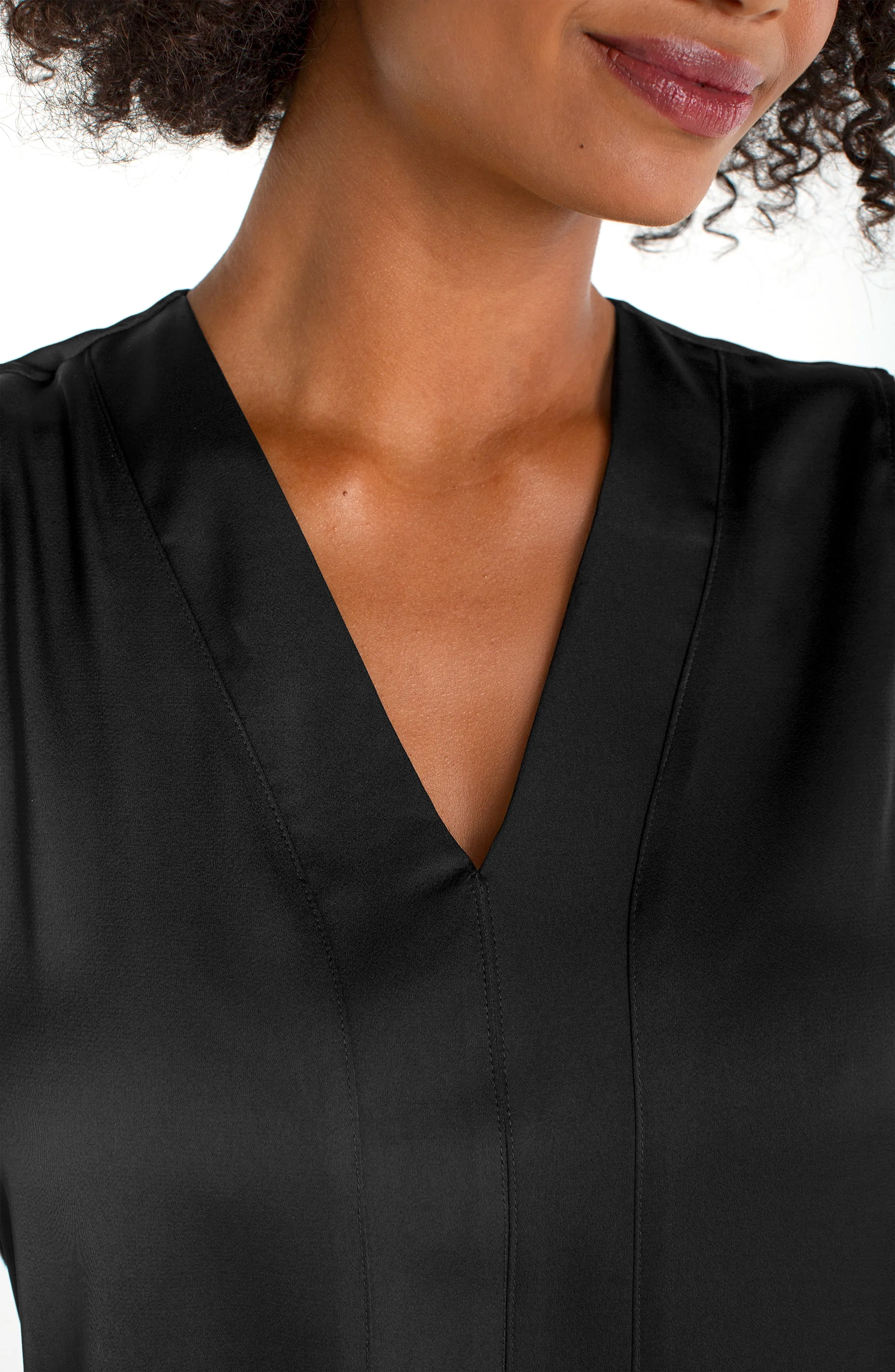 SLEEVELESS V-NECK WOVEN-TO-KNIT TOP sold by Liverpool Jeans Company product image thumbnail 3